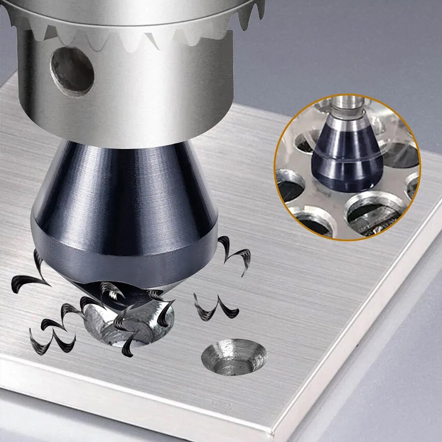 4 Stück Querlochsenker,Kegelsenker Entgratsenker 90° Fase Titan Beschichtet Countersink Senker, HSS-Co (Kobalt) Senker Bohrer Set für Holz, Metall, Kunststoff