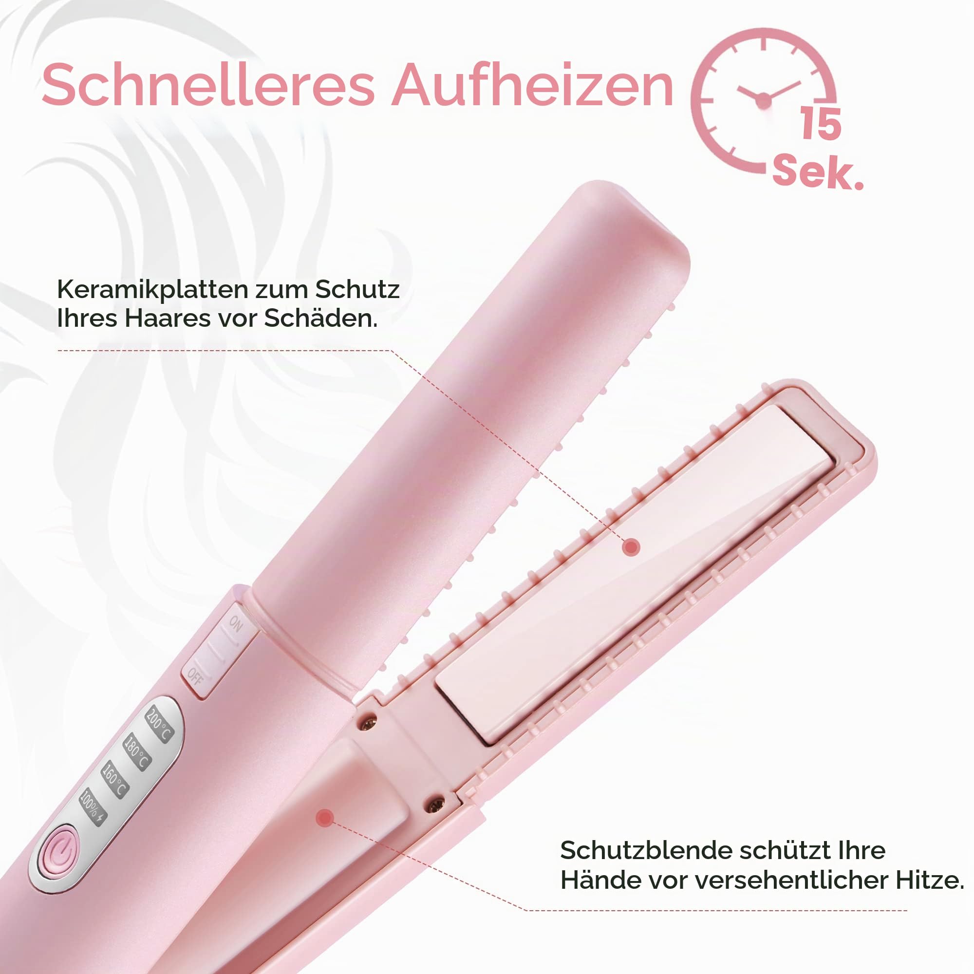 JMFONE Akku-Haarglätter und Lockenwickler, Mini-Reise-Glätteisen 2-in-1, wiederaufladbare kabellose tragbare USB-C-Glätteisen, 3 Temperaturstufen, 4800-mAh-Akku, Dual-Spannung