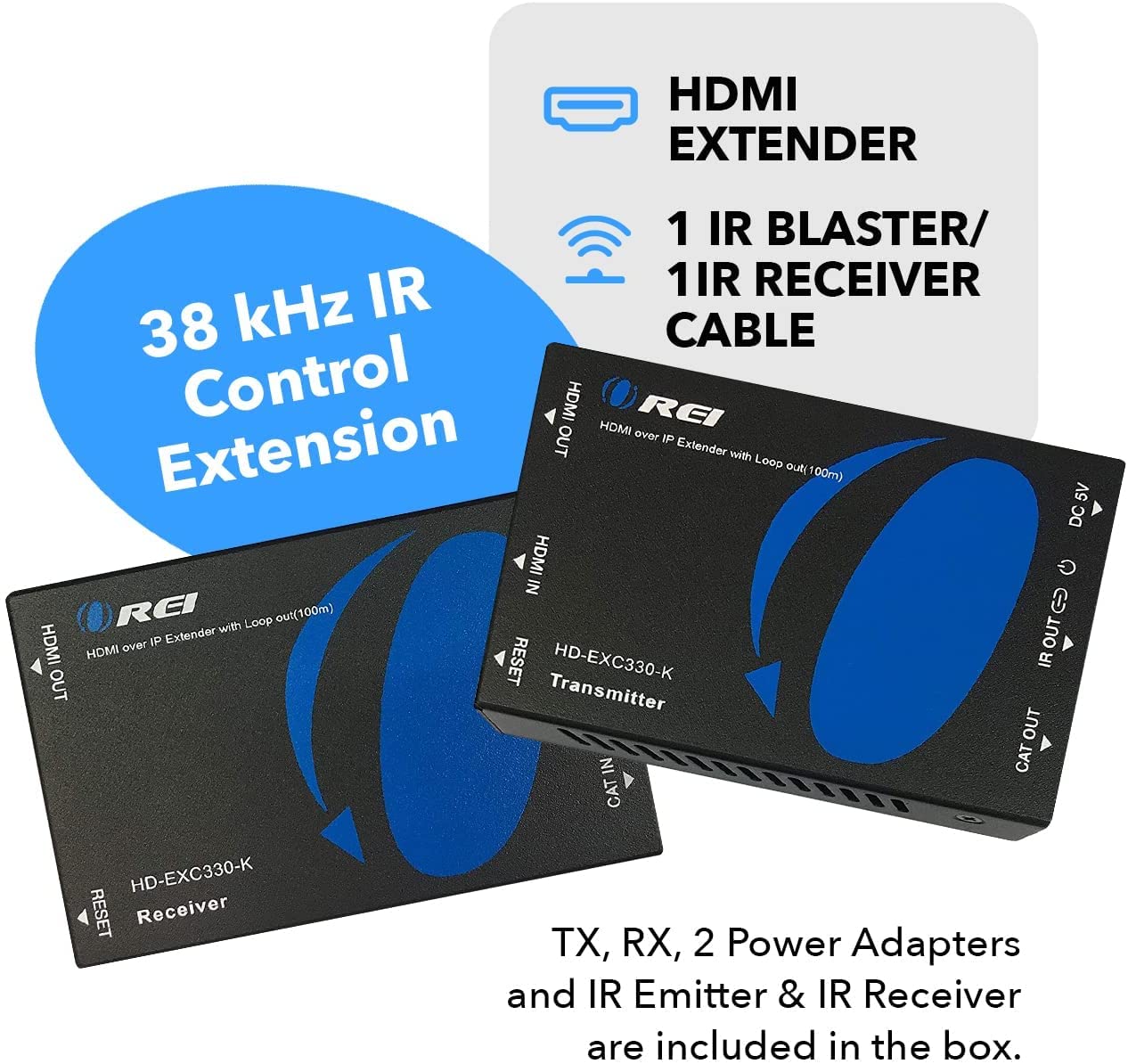 Orei Extender HDMI su CAT5/CAT6, con IR fino a 330 metri - Loop Out - Distribuzione del segnale Full HD 1080P - Over IP - Opzione unica a molti