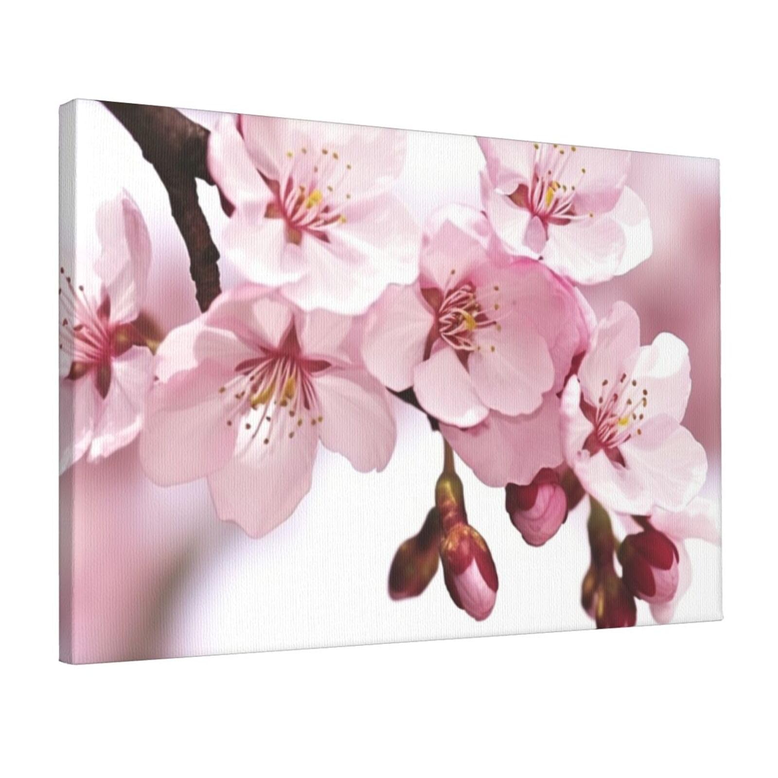 KLOPH Cherry Blossom Canvas Wall Art for Living Room 12"x18" Modern Artwork Painting for Bathroom Hanging Canvas Prints Aesthetic Wallart for Bedroom Kitchen Office Wall Decor