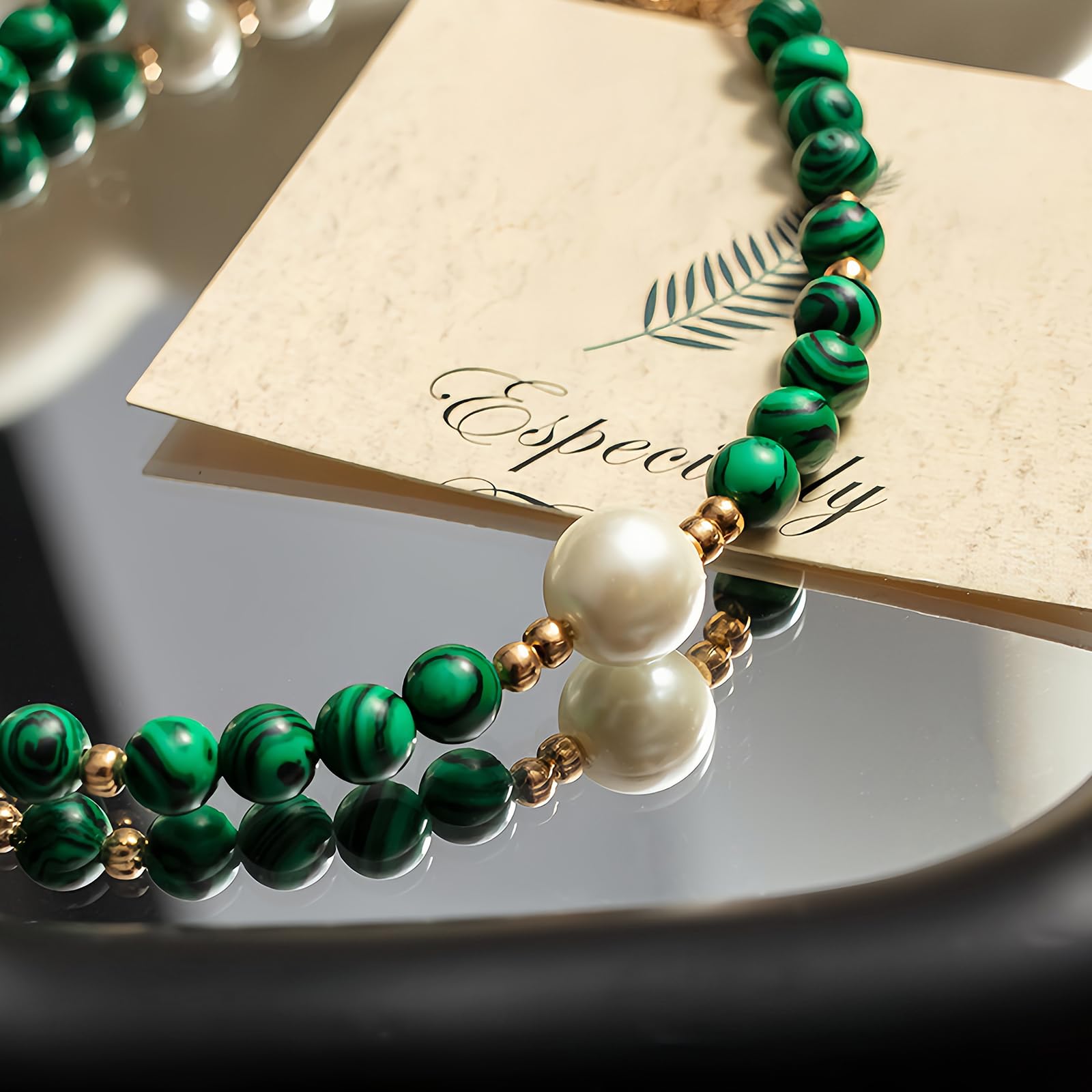 XODITO Vintage Green Beaded Phone Wrist Strap Pearl Phone Charm Anti Drop Wristlet for iphone Cellphone Chain