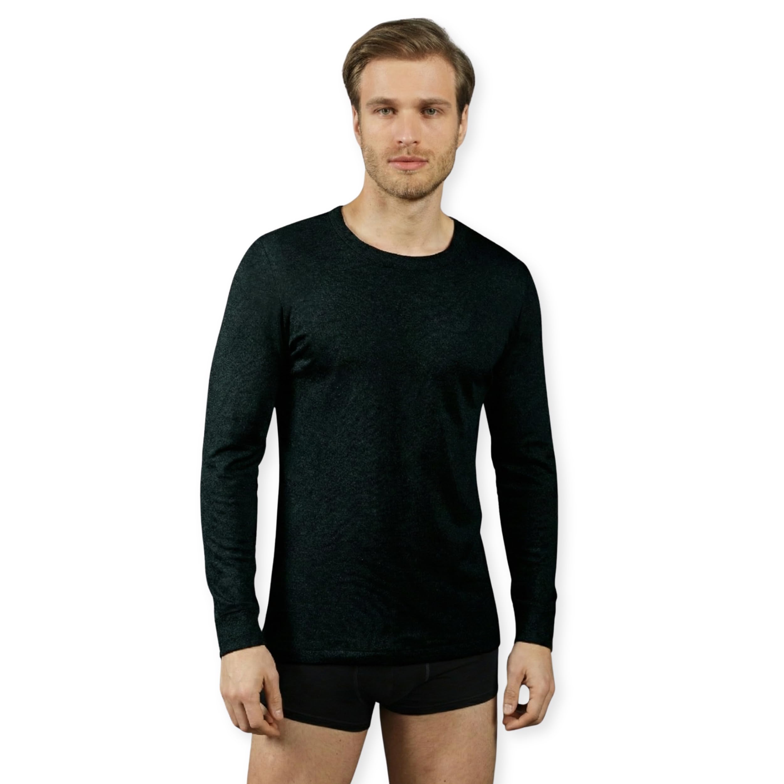 VP PINUCCIO VENEGONI Maglia Manica Lunga Uomo (Pacco da 2) 100% Cotone Felpato | Maglia Termica Uomo Invernale, Girocollo, Maglia Intima, Made in Italy