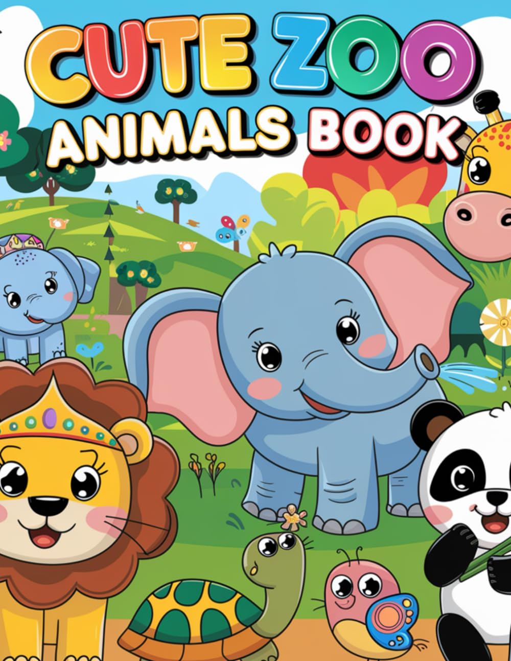 CUTE ZOO ANIMALS BOOK: Simple Coloring Book For Kids
