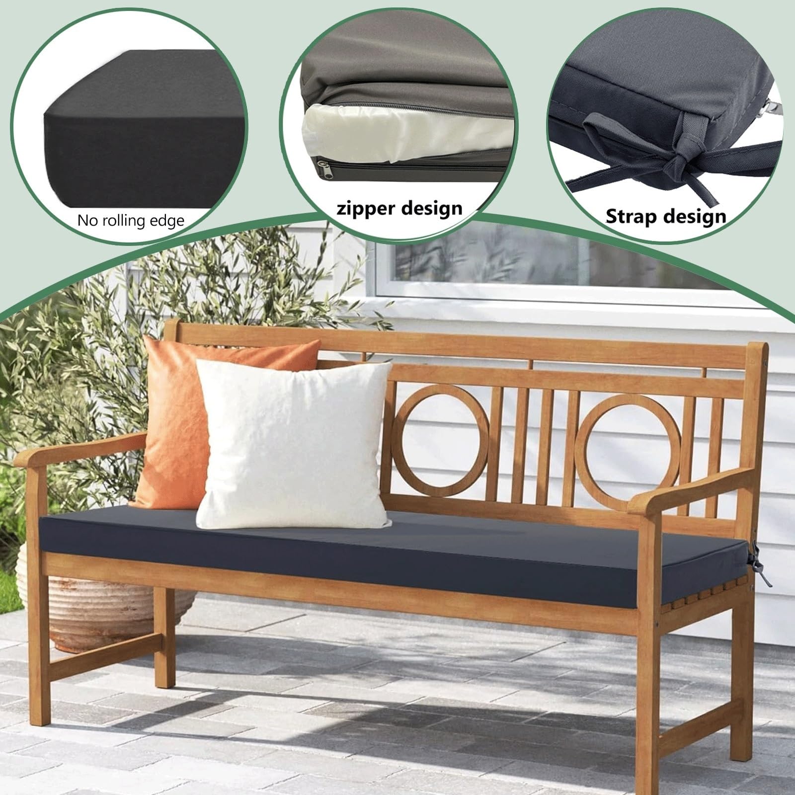 Decor 60 By 18 Inch Outdoor Bench Cushion Waterproof Bench
