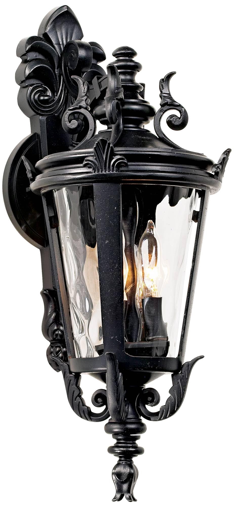 John Timberland Casa Marseille European Outdoor Wall Light Fixture Textured Black French 21 3/4" Clear Hammered Glass for Exterior House Porch Patio