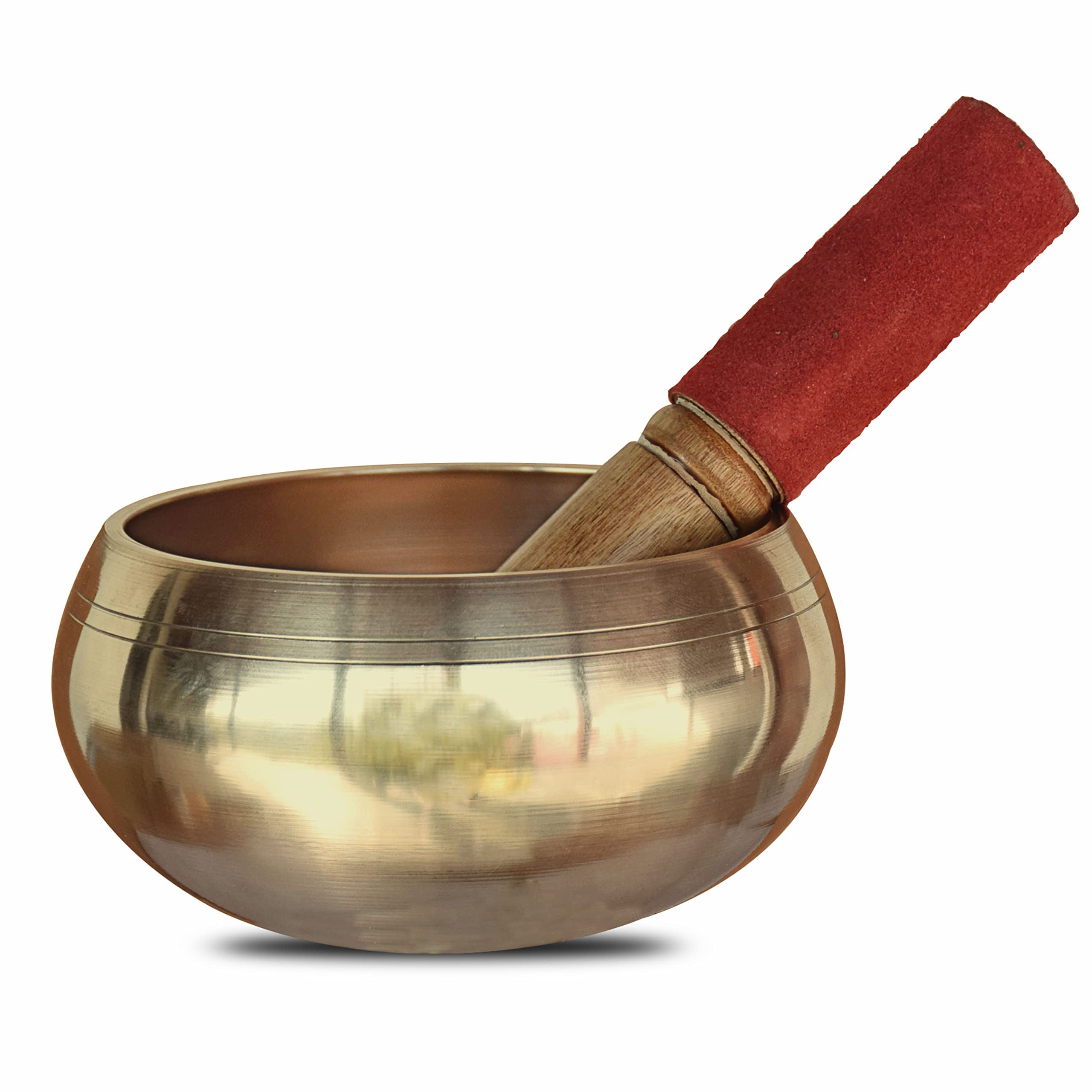 Pure Source India - 5 inches -Singing Bowl Set Singing bowl Mallet Meditation Sound Bowl Musical Instrument for Stress Relief and Meditation Music Gold