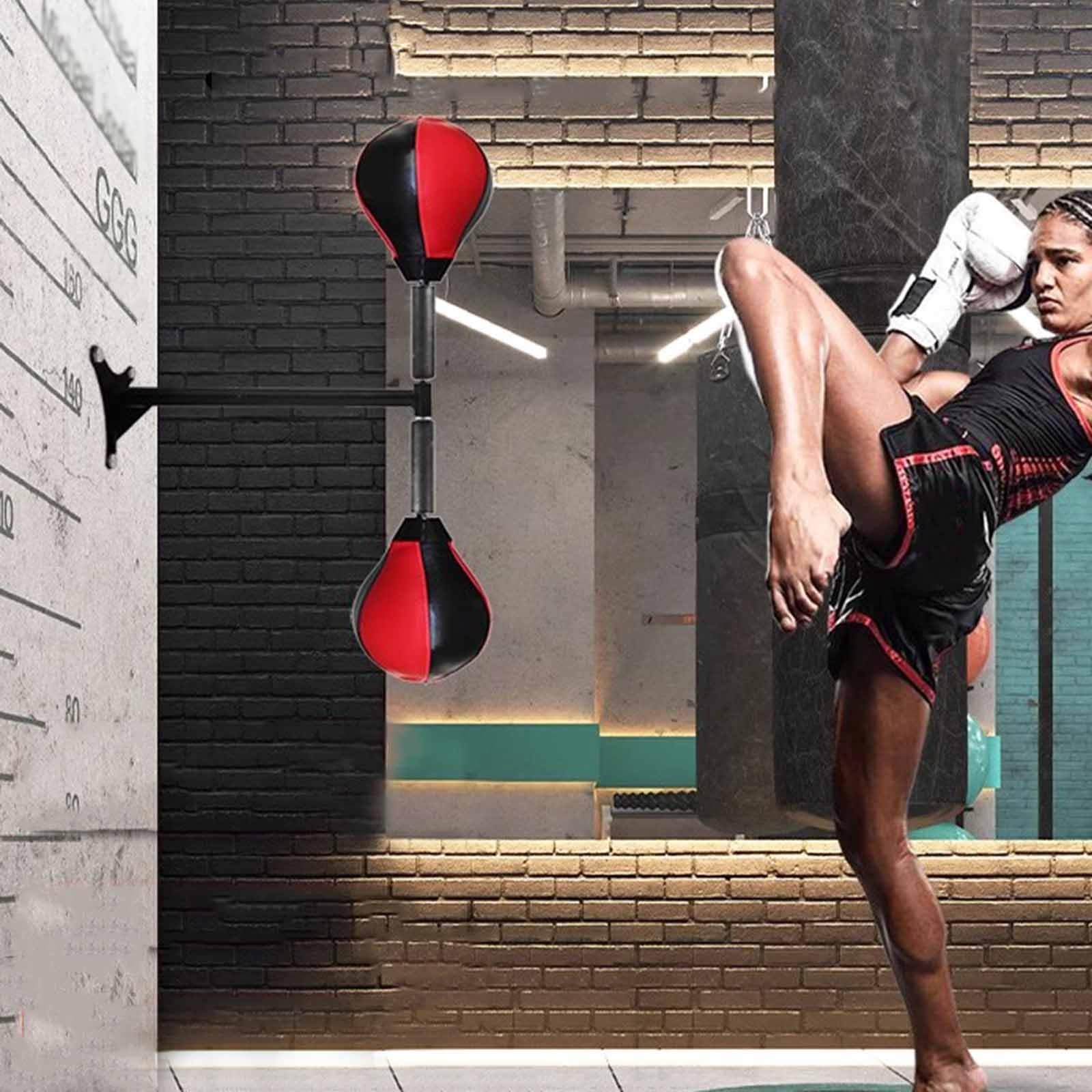 Boks Piłka prędkości Worki Dwustronne Gruszka Bokserska Ze Skóry, System Treningu Refleksu Do Boksu Kickboxing Palenie, Mocowanie Ścienne Worki Sprężynowe