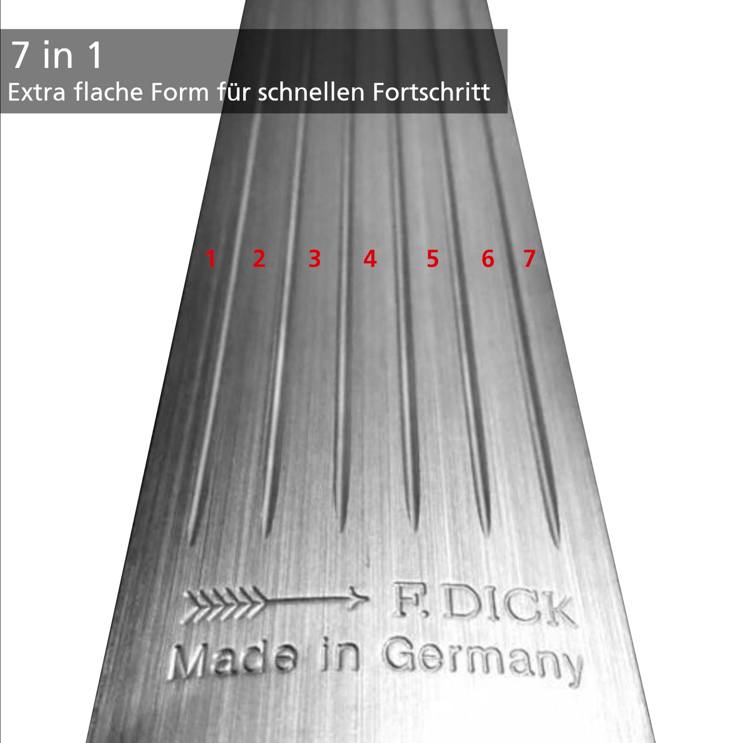F. DICK Wetzstahl MULTICUT (7 Stähle in einem, hoher Abtrag oder feines Abziehen, 28 cm; HRC 65°) 7650428