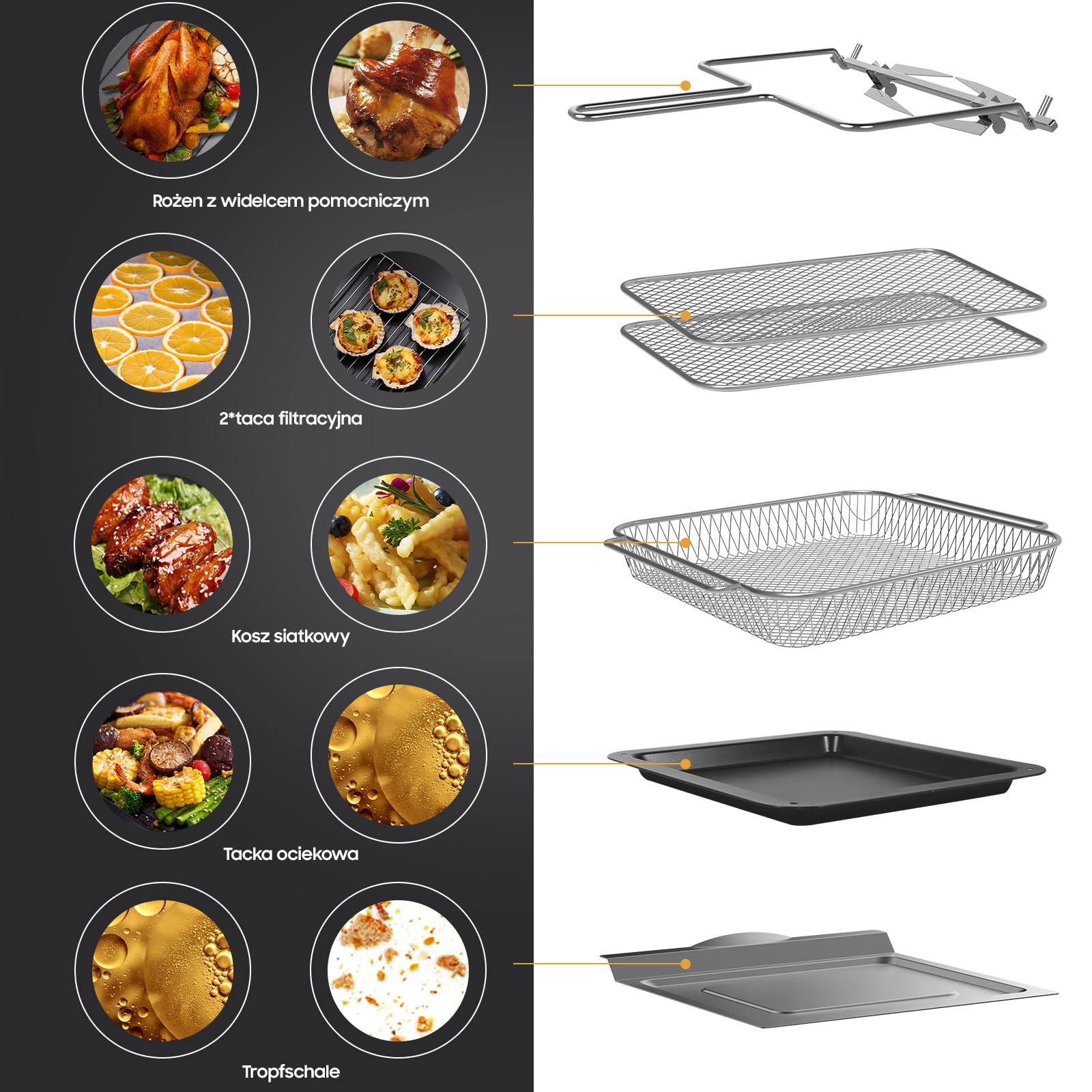 Iceagle Friggitrice ad Aria 15 Litri - 13 in 1 Forno Air Fryer XXL 2200 W Double Résistance, Friggitrice Senza Olio, Touch Screen, Timer e Temperatura Regolabili, Essiccatore e Funzione Fai da te
