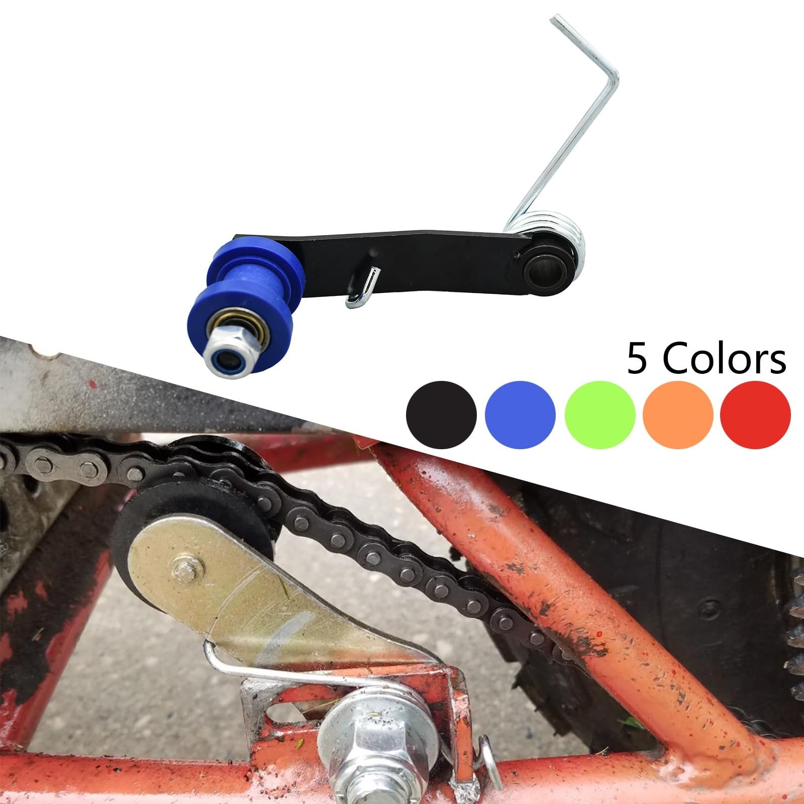 herramientas de alineación de cadenas Guía de rodillos de ajuste del tensor deslizante de cadena para ATV Dirt Bike Go Kart 420 428 530 50cc 70cc 90cc 125cc 150cc(Blue Regulator)