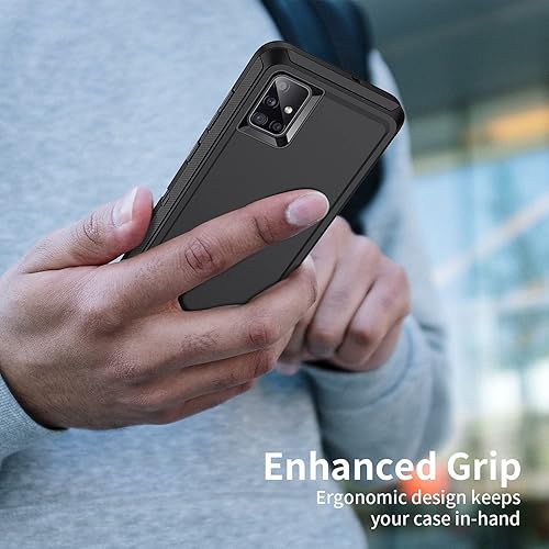 Miniatura 5 de Mieziba Funda para Galaxy A51 5G, a prueba de golpes, a prueba de caídas, a prueba de polvo, 3 capas, protección de cuerpo completo, resistente, de