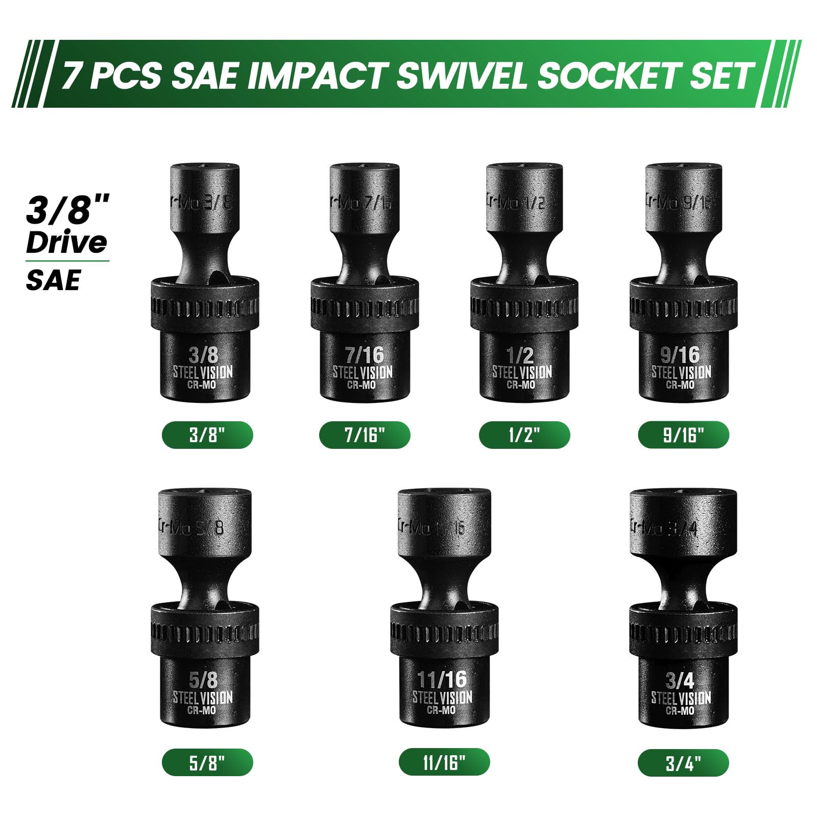 GEARWRENCH Juego De 8 Llaves De Vaso De Impacto Métrico De 6