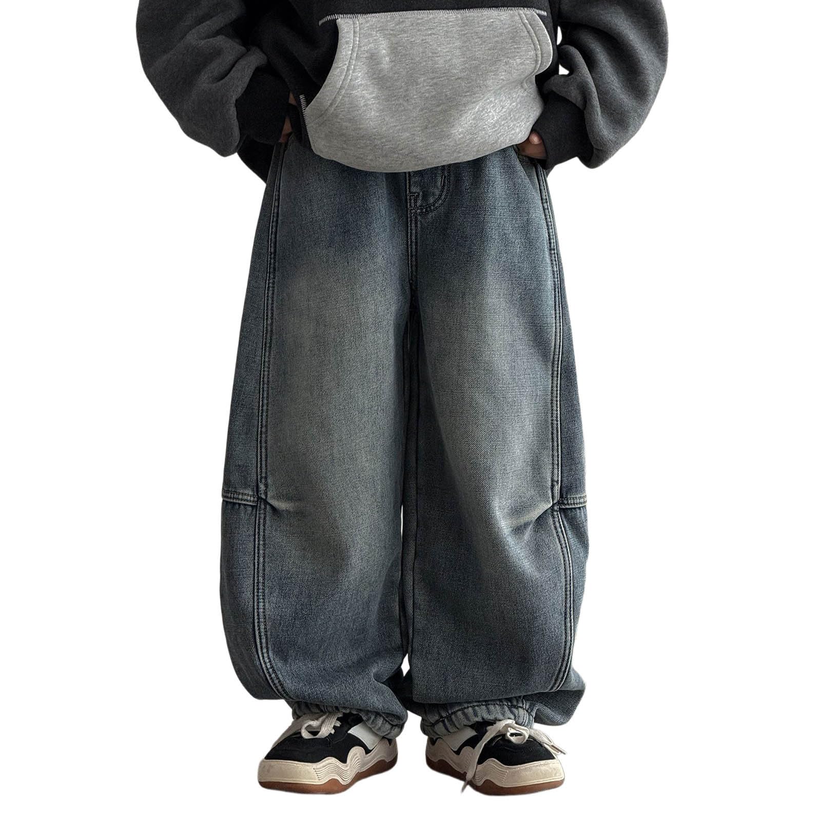 Pantalones Vaqueros con Forro Polar para niños, cálidos y Suaves, cómodos e Informales, con Aislamiento térmico Grueso, Ideales para Uso Diario en climas fríos, para Jugar al Libre y para la