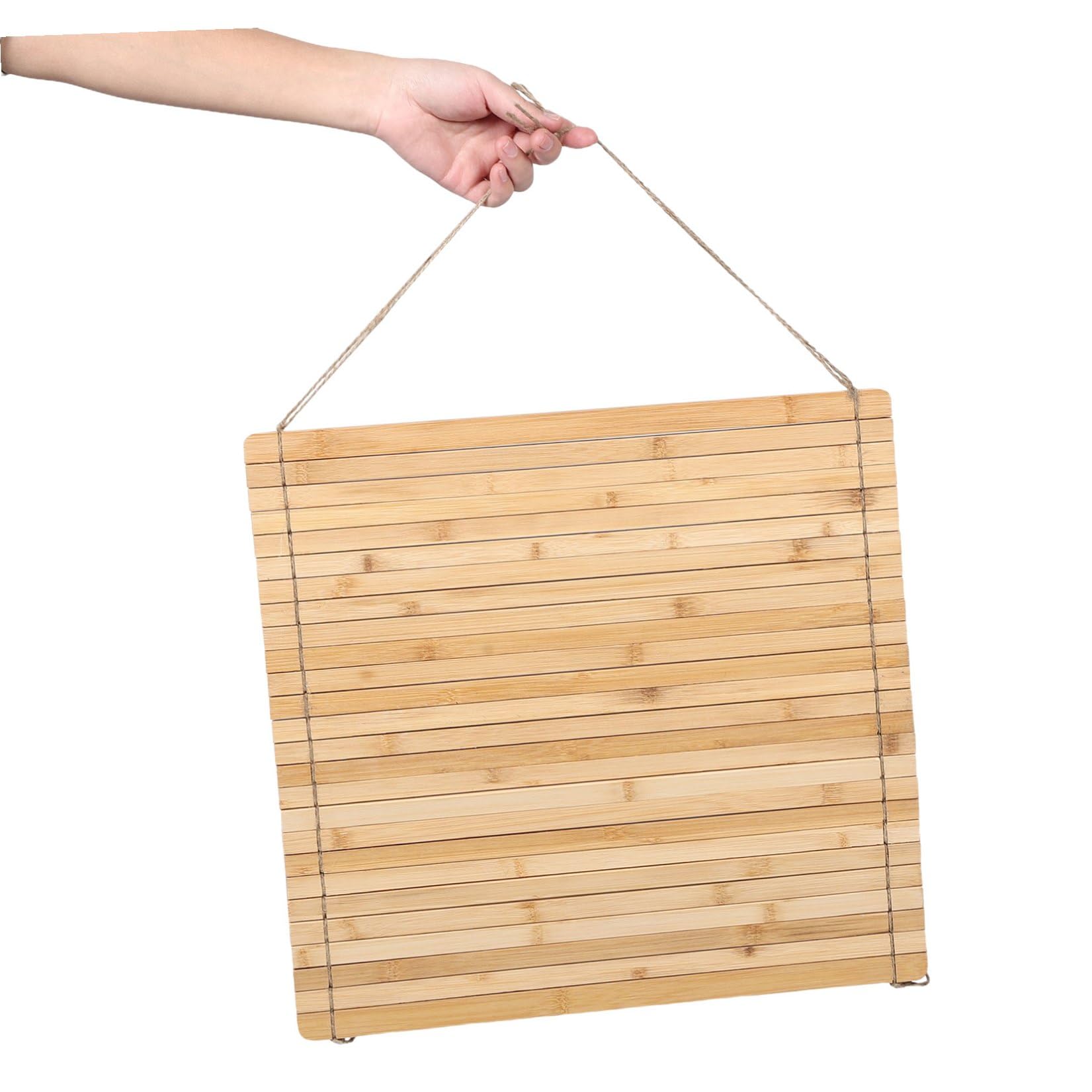 Scolapiatti da lavello in bambù, pieghevole e rimovibile, 44,9 x 43,9 cm, pieghevole, per piatti e ciotole da cucina, soluzione salvaspazio per la cucina