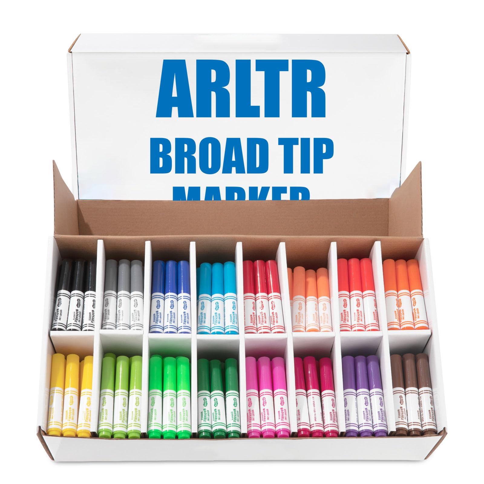 ARLTR Washable Markers Bulk, Bulk Pack of 288 in 16 Vibrant Colors, Broad Line Markers with Conical Tips- Perfect for Kids' Classrooms & Teachers