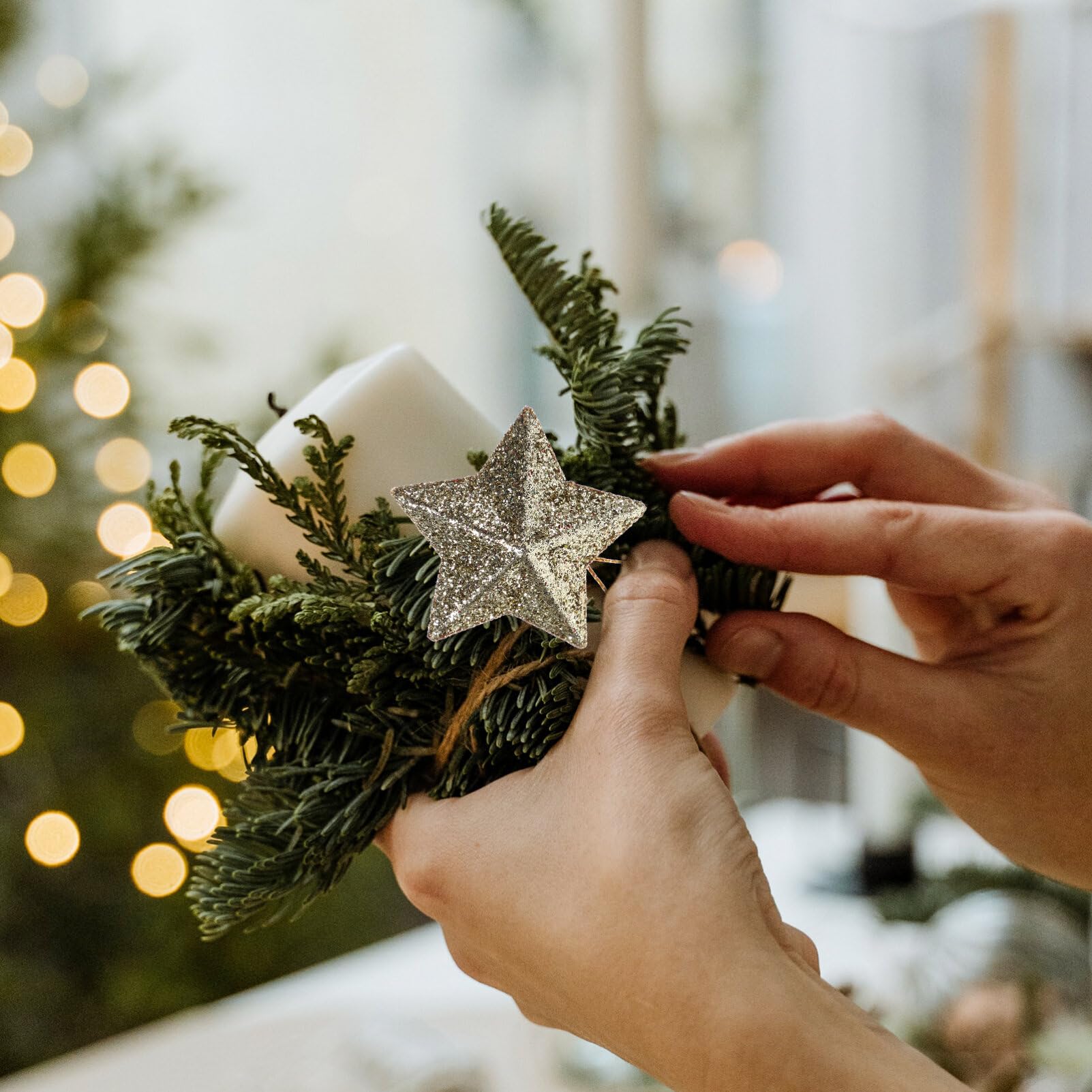 Amazon｜PRETYZOOM 12個 クリスマス スター オーナメント7グリッター7