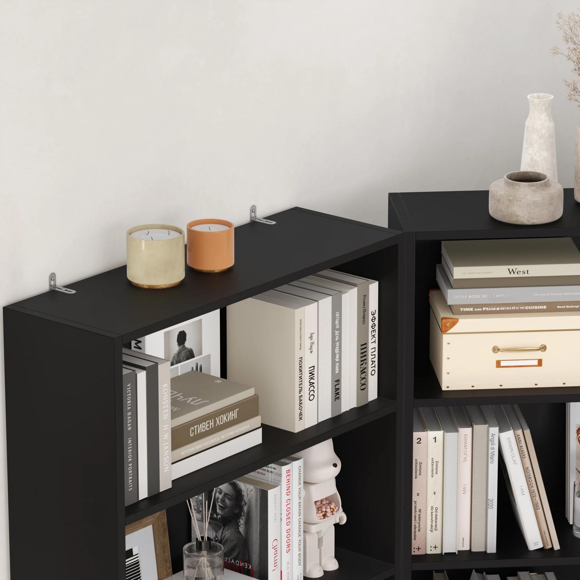 FirFurd Libreria Scaffale per Soggiorno, Libreria a 6 Ripiani,Scaffale Portaoggetti Porta Libri in Legno, Mobiletto Multiuso per Cucina, Ufficio, Studio 60x23,5x180cm (Nero)