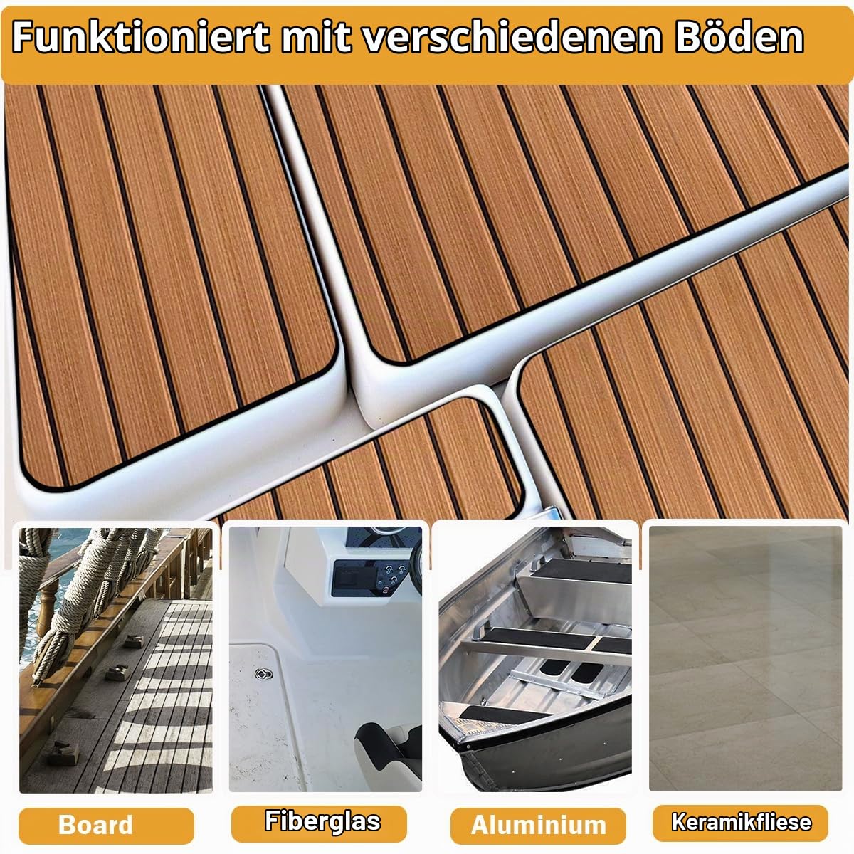 Eva Schaum Boot Bodenbelag Marine rutschfeste Matte 240x112/90/55/41cm Selbstklebend Teakholzimitat Deck Teppich für Boote Schiffsdecks Yachtboden Schwimmbad Motorboot Schnellboot Kajak