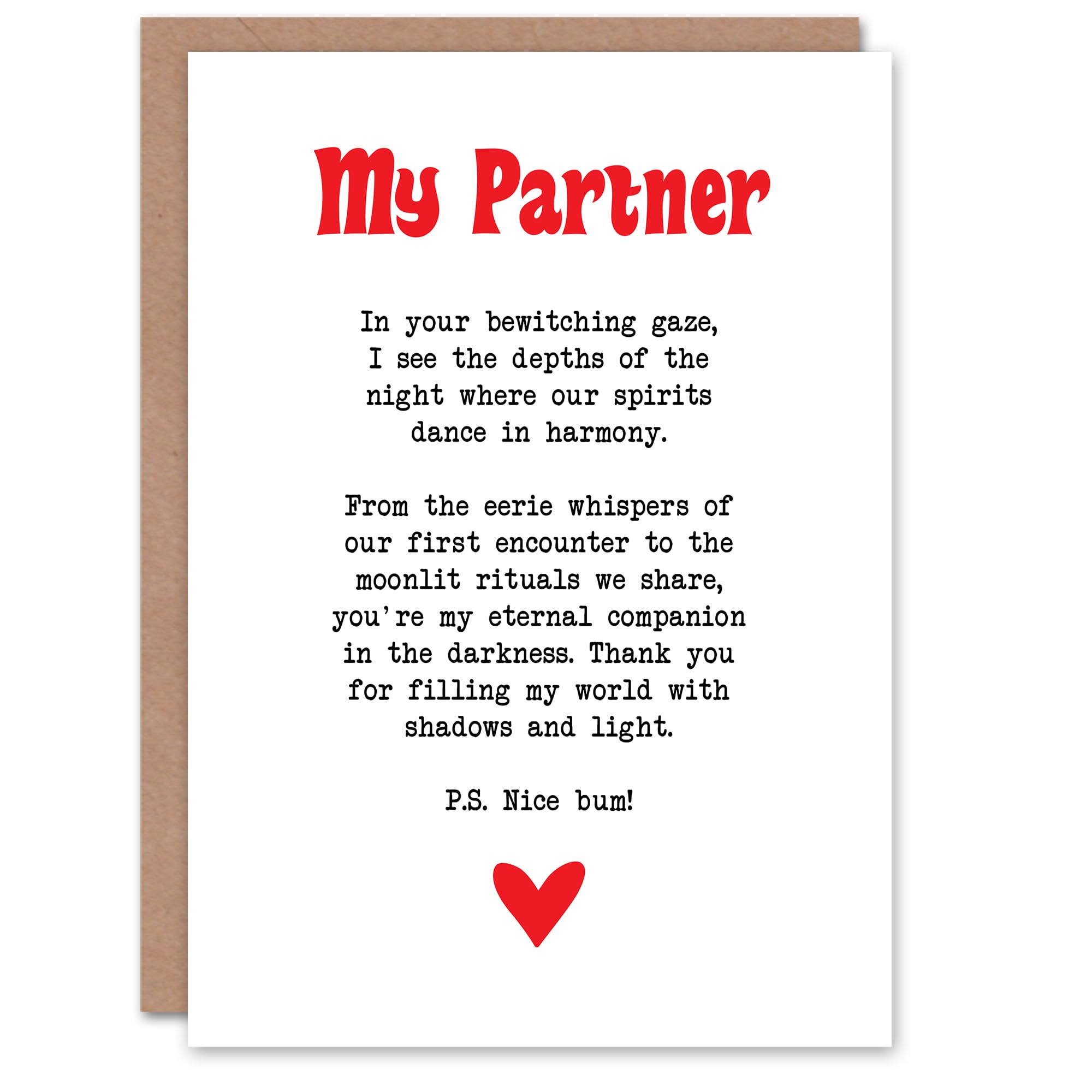 Artery8 Greeting Card Love Poem Goth Partner Romantic Poetry Fun Blank For Him Or Her Art Anniversary Card