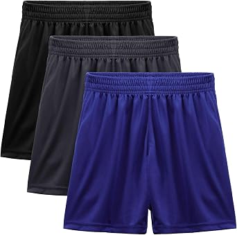 BEARAE Boys Athletic Shorts, Quick Dry Youth Basketball Shorts with Pockets Elastic Waistband, Sport Cargo Short Activewear