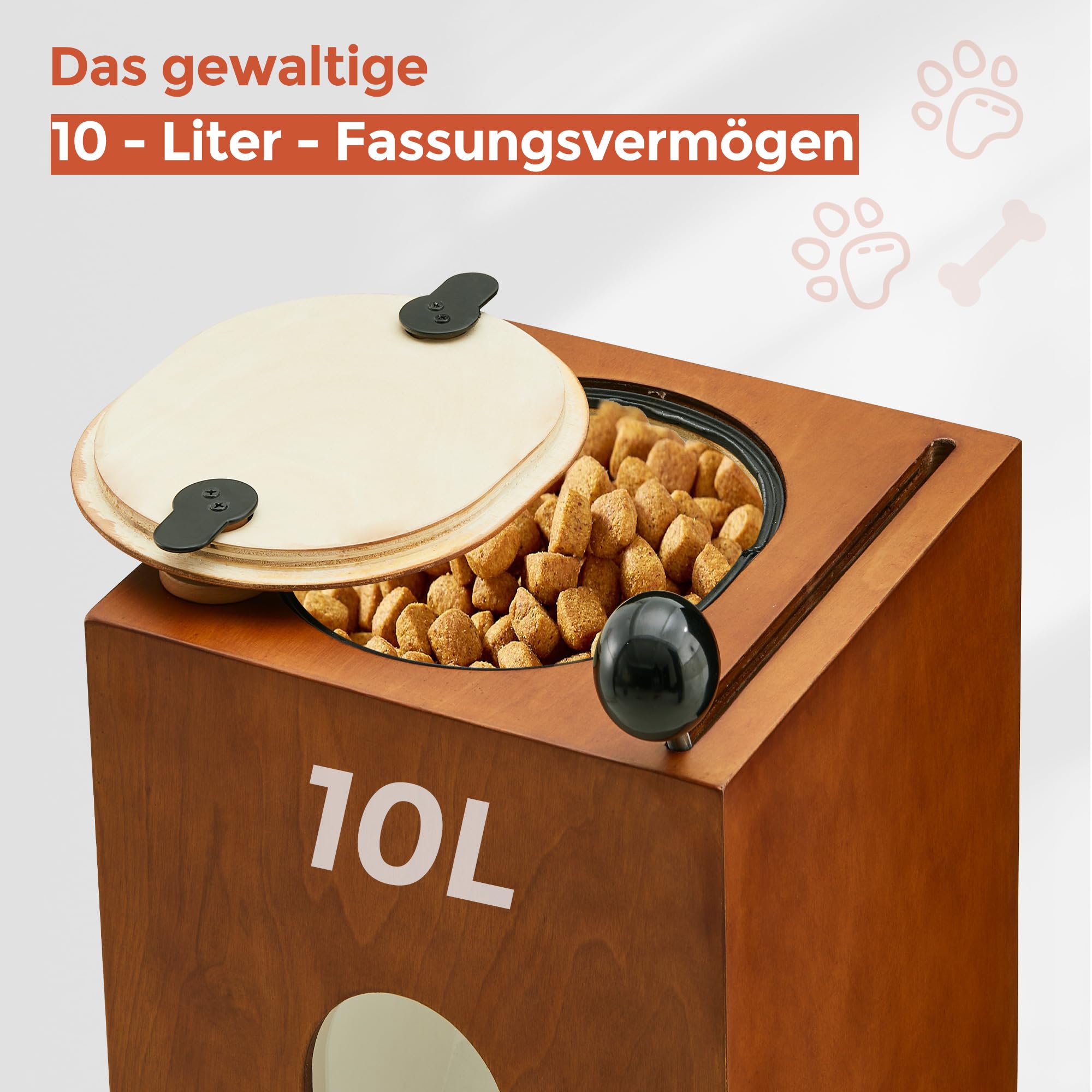 CLIPOP Comedero elevado con cuenco de acero inoxidable, soporte para perros con espacio de almacenamiento, comedero semiautomático con almacenamiento, gabinete de comida para perros y gatos