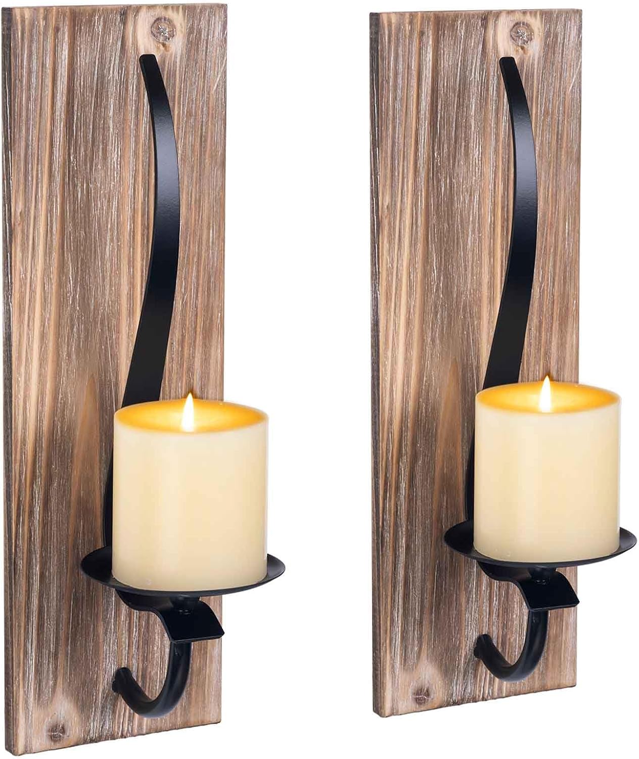 Wall Sconce Candle Holder Set of 2 Black Wall Mount Metal