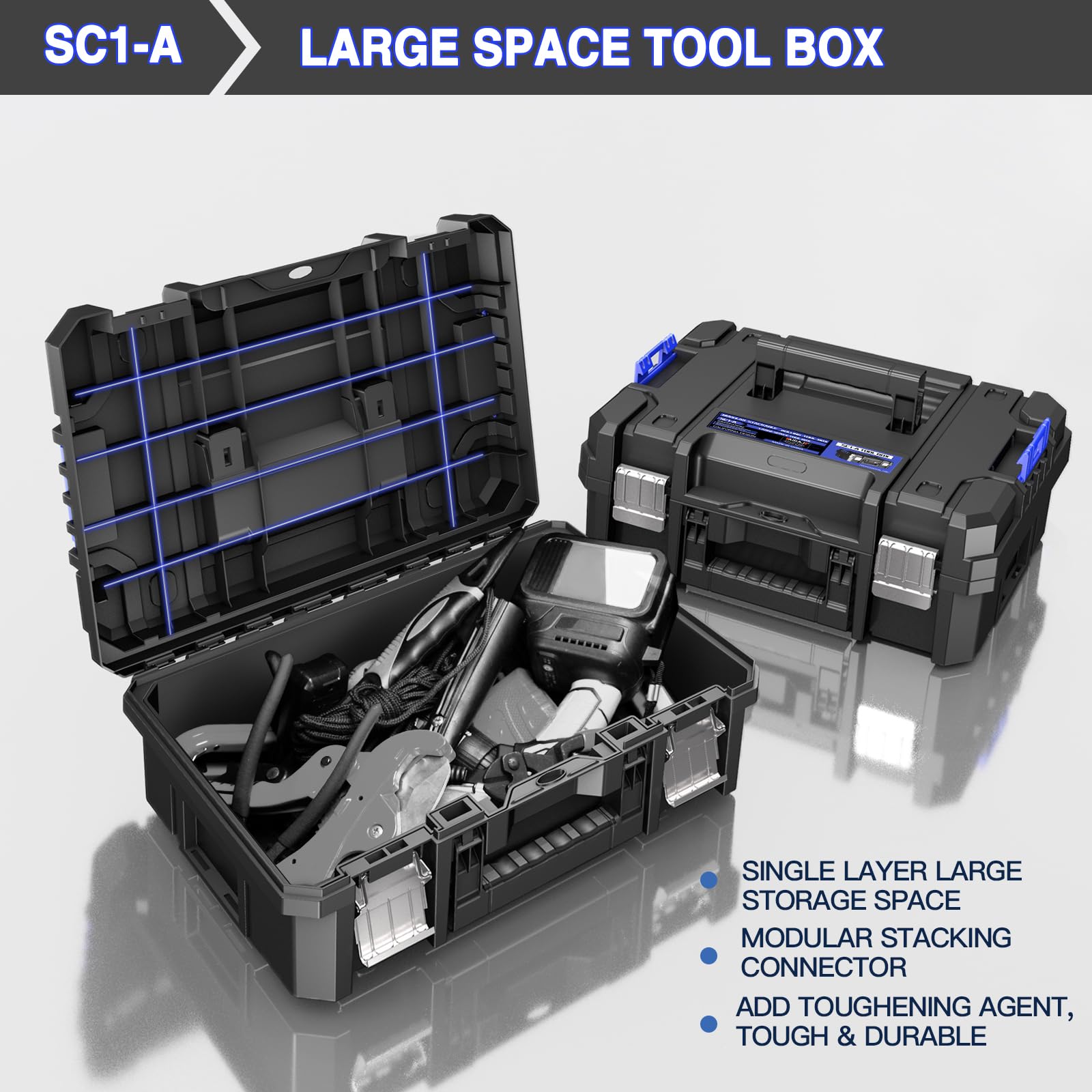 5-Lagiger Werkzeugkoffer mit Rollen,Modularer, Stapelbarer Werkzeugkoffer Leer,Tragbarer Werkzeugkiste mit Schublade,Robust und Langlebig, der Garage,Hausreparaturen und Professionelle Einsätze