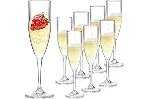 Elsjoy Acrylic Champagne Flutes: Premium 6 Oz Stemmed Champagne Glasses for Wedding, Party, and Bar