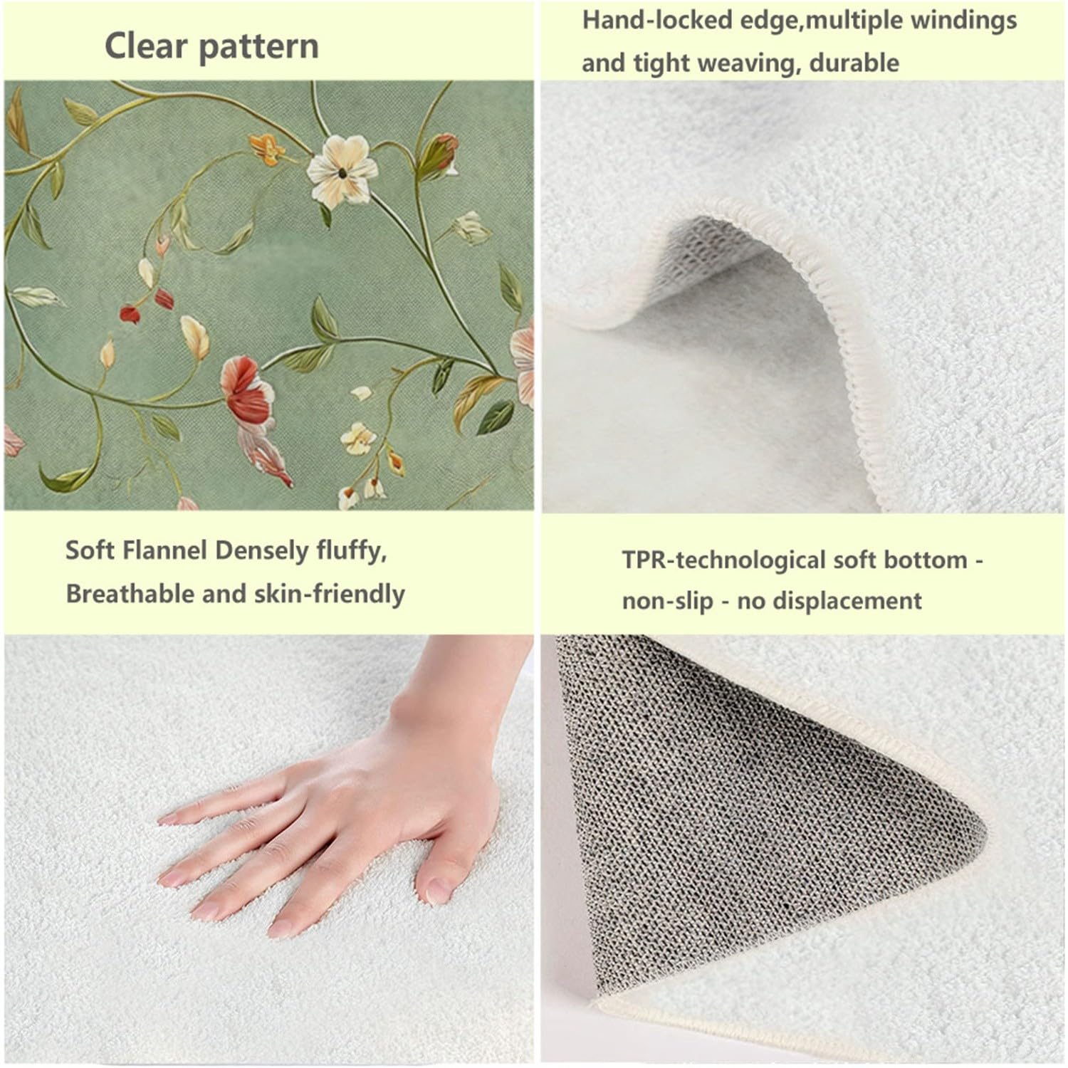 Tapis Poils Courts Texture Florale de Vigne éLéGante Tapis de Salon Doux Idéal Antidérapant et Lavable en Machine, Vert Sauge pour Les Chambre et Les Couloirs 180x240cm