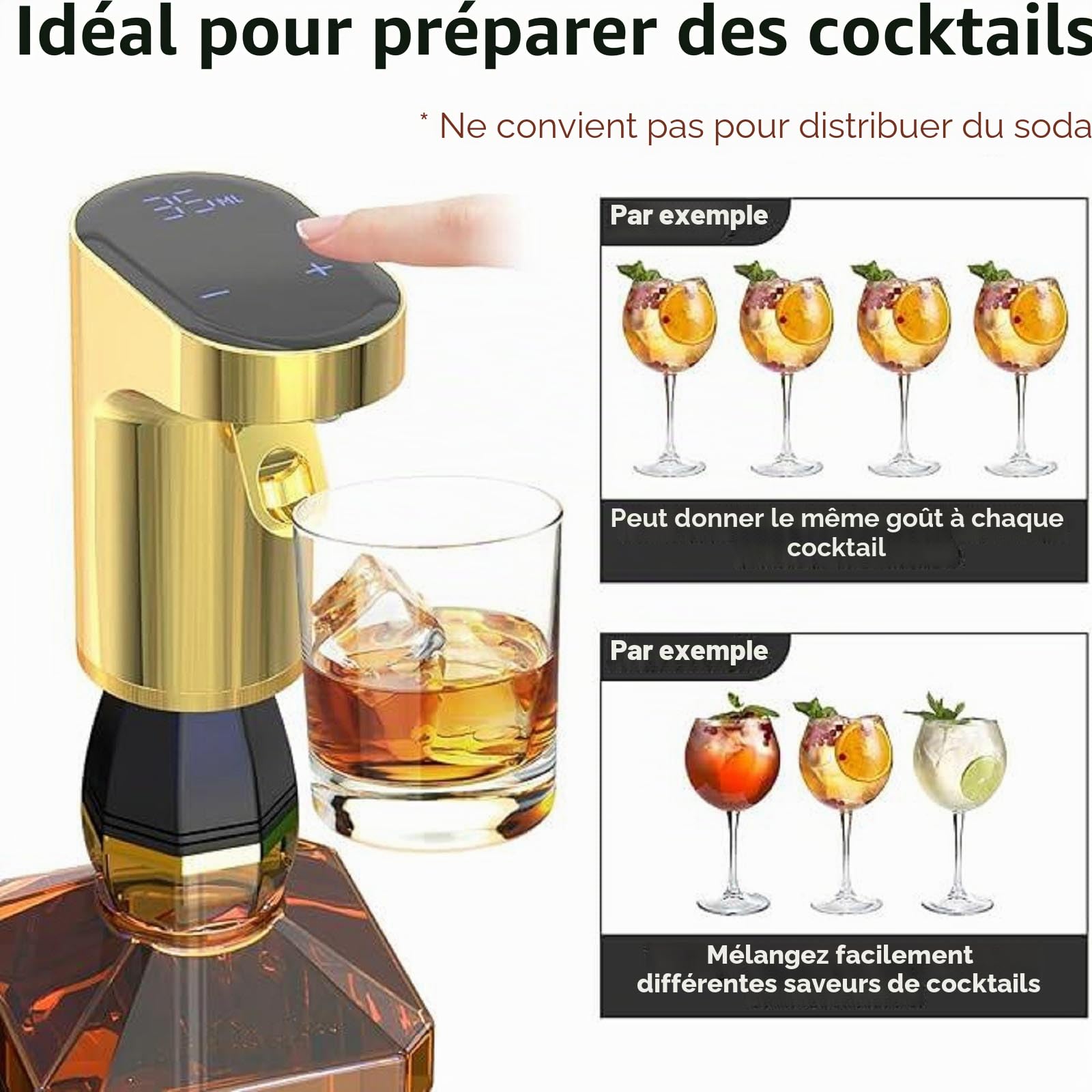 Sipvault – Distributeur de boissons alcoolisées, distributeur de boissons à whisky, distributeur intelligent d'alcool, décanteur de vin électrique, bec verseur, quantité réglable, pompe à vin (noir)