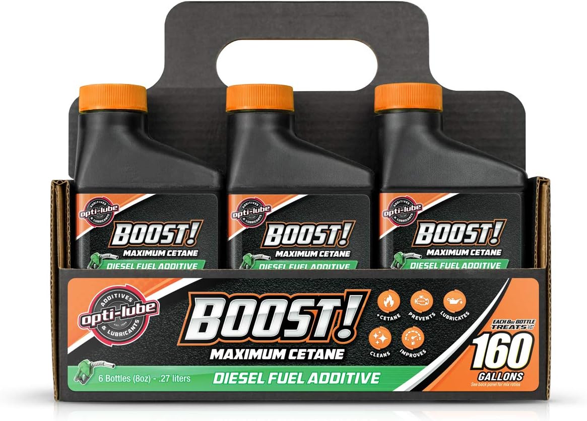 OPTI-LUBE BOOST! MAXIMUM CETANE FORMULA DIESEL FUEL ADDITIVE: 8oz Bottles (6 Pack)
