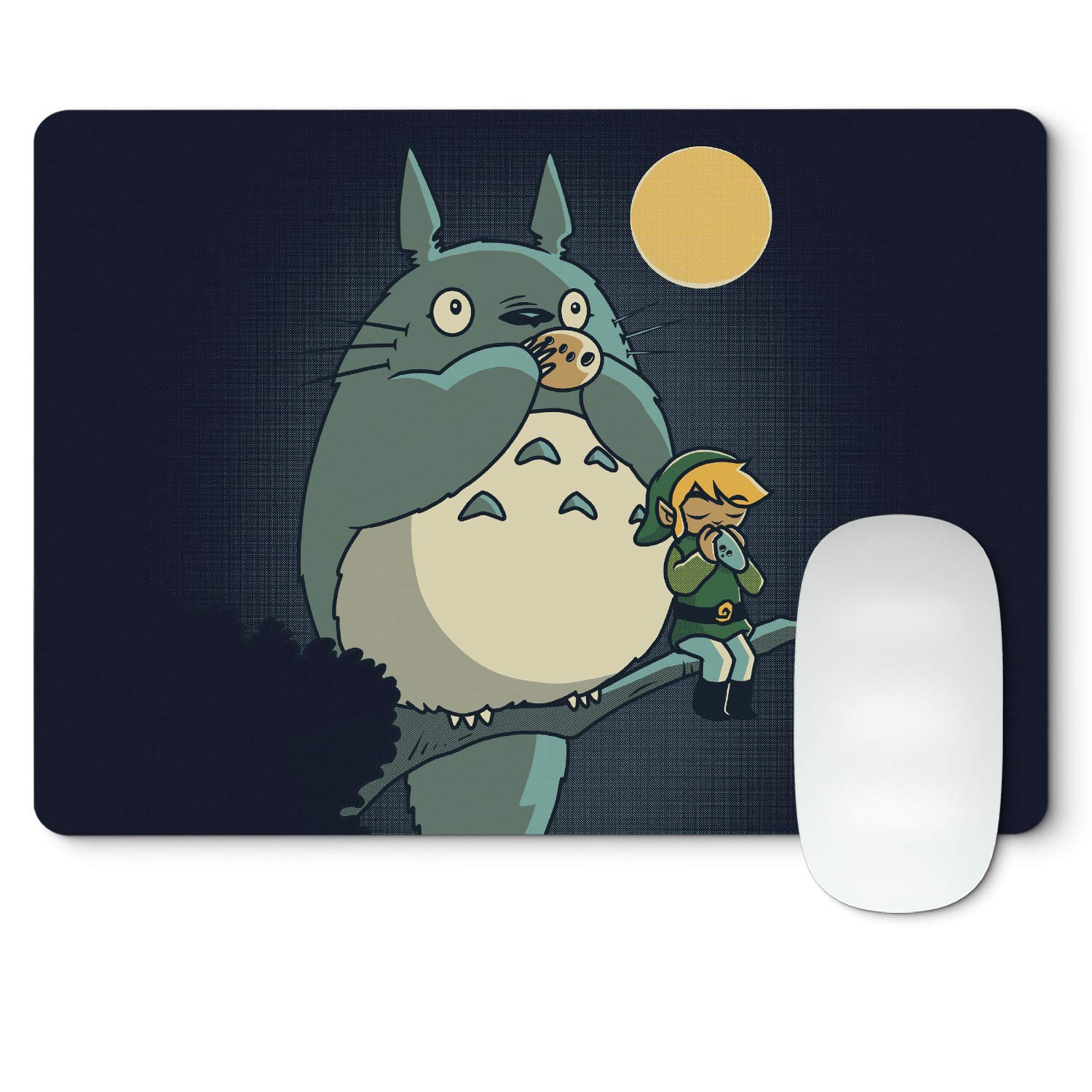 BE8EIGHT 8 BITS WEAR Mouse Pad Zelda X Totoro Forest Music - Soft Natural Rubber Gaming Mouse Mat Black – 27 cm x 19 cm x 0.5 cm