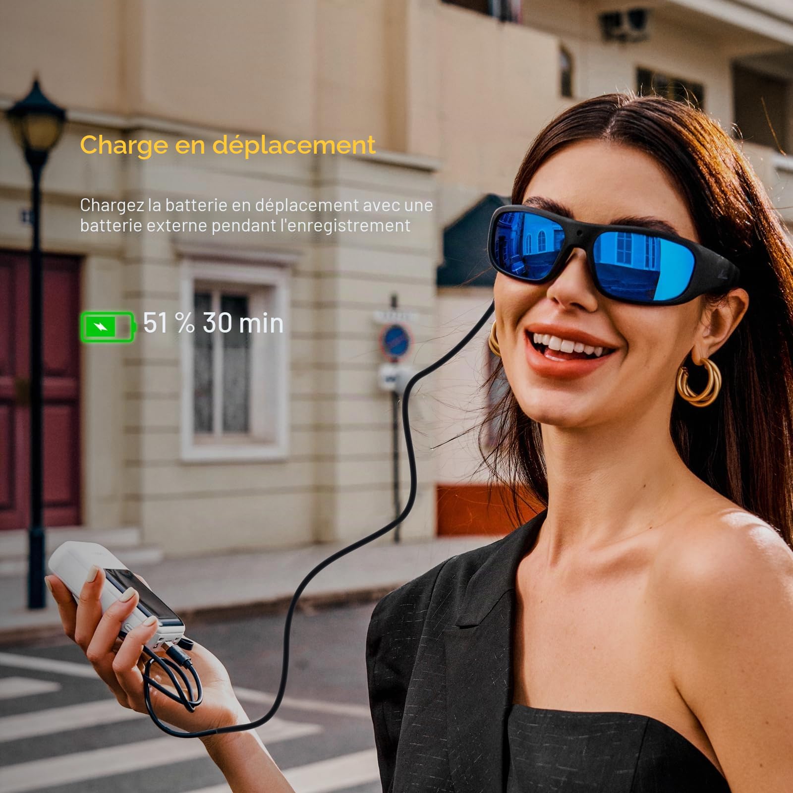 OhO 128G Camera Glasses,Super Slim 1080P Smart Glasses with UV400 Sunglasses Lens for Outdoor Sport