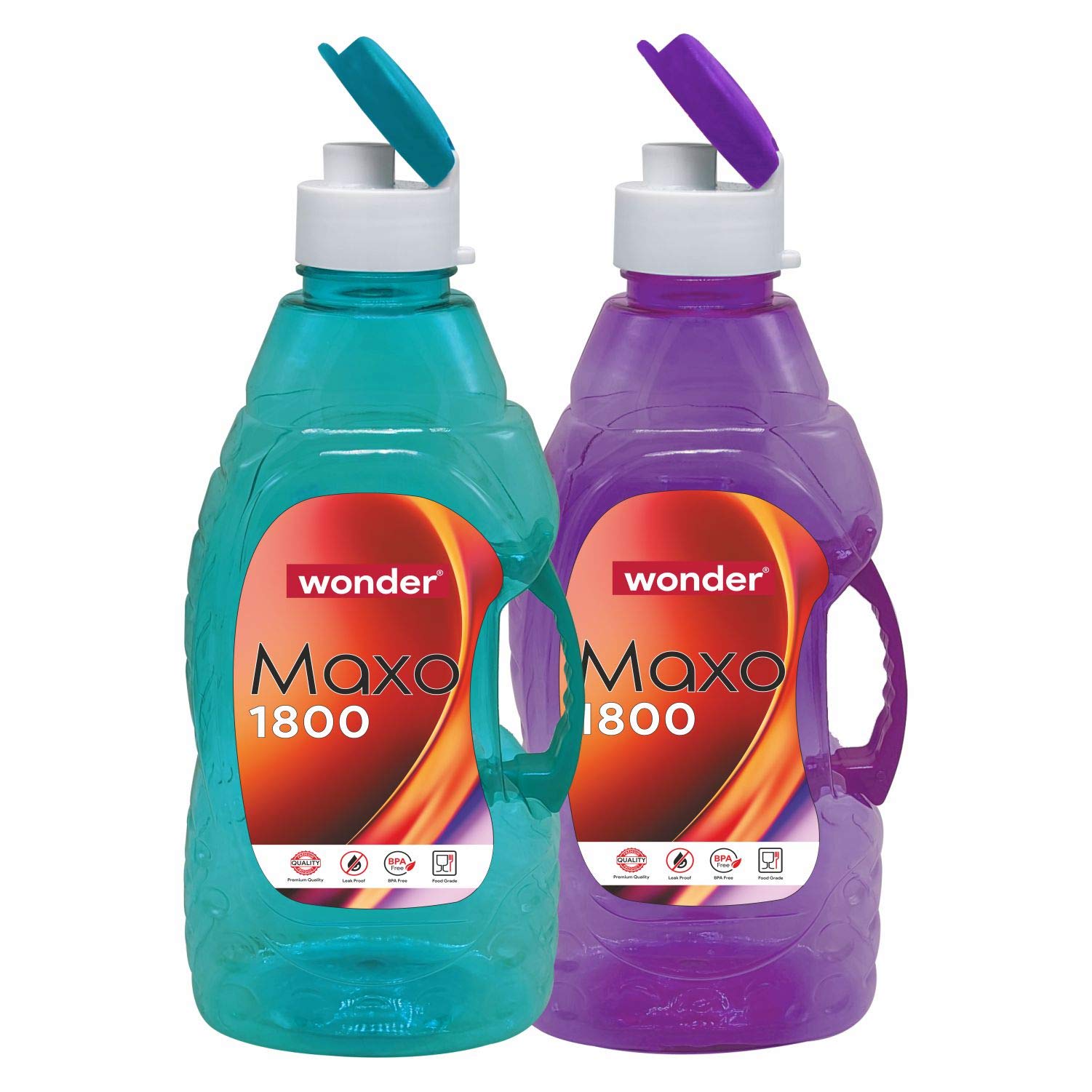 Wonder Homeware Maxo 1800 Fliptop Fridge Bottle Set, 2 pc Set 1800 ml, Purple Blue Color, Made In India, KBS02608