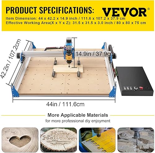 Miniatura 7 de VEVOR Kit de enrutador CNC máquina de grabado Evolution 4 fresadora de aluminio premontada área de corte de 32 x 32 pulgadas y viaje Z de 34
