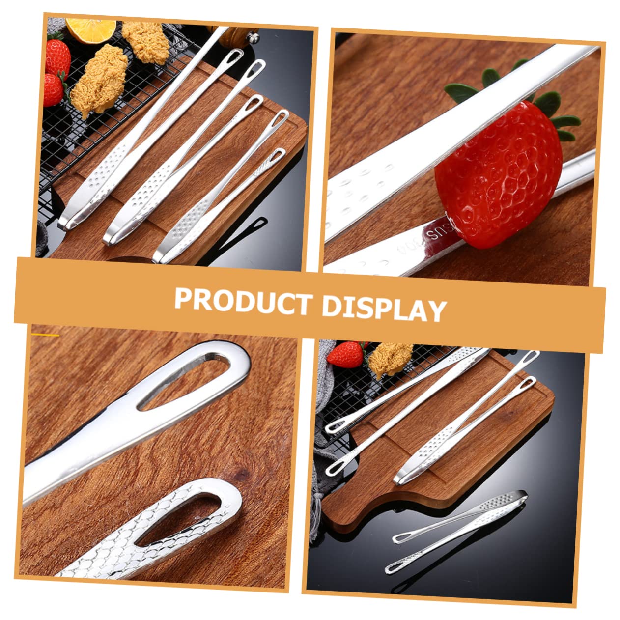 UPKOCH 2 Sätze Teiliges Grillzangen Rutschfeste Küchenzange Für Bbq Steak Und Fleisch Ergonomische Grillzange Für Einfache Handhabung 3 Stücke * 2