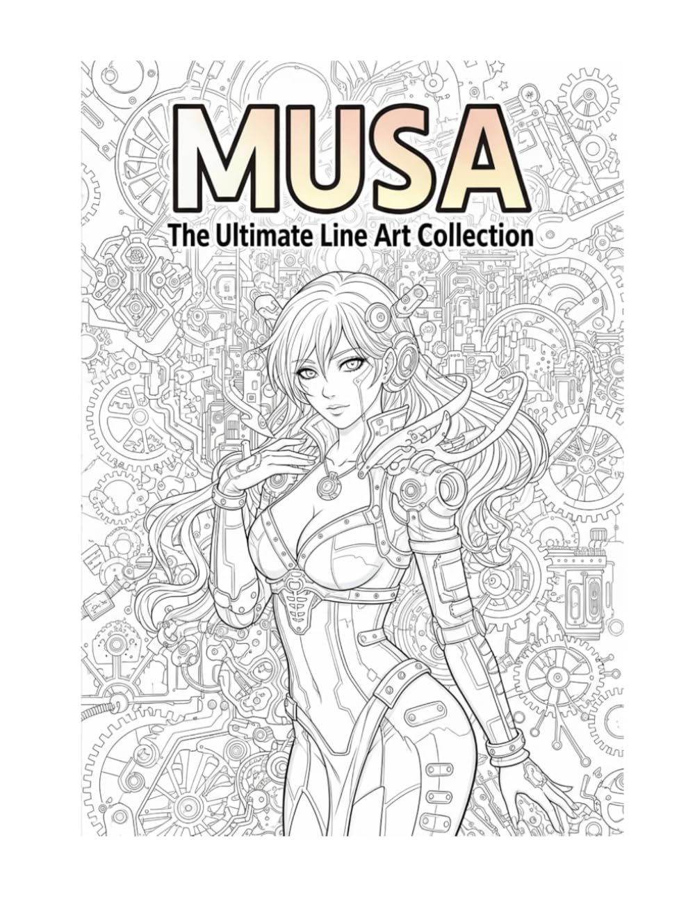 Musa Anime Cyberpunk & Steampunk Coloring Book for Teens and Adults: Gritty Sci-Fi Illustrations of Futuristic Muses, Distopian Cities, and Clockwork Mechanics for Manga Lovers