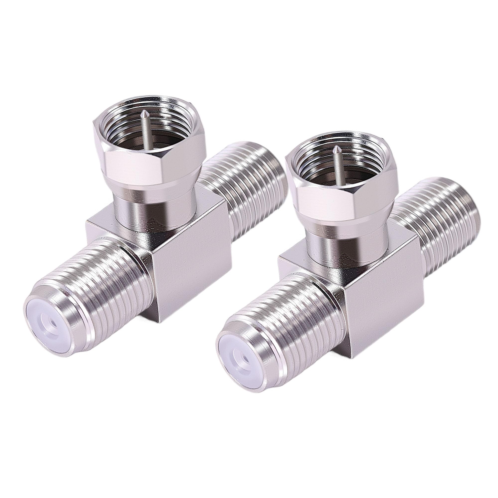 2pcs F Type Splitter 3 Way Connector F Male to Dual F Female Connector
