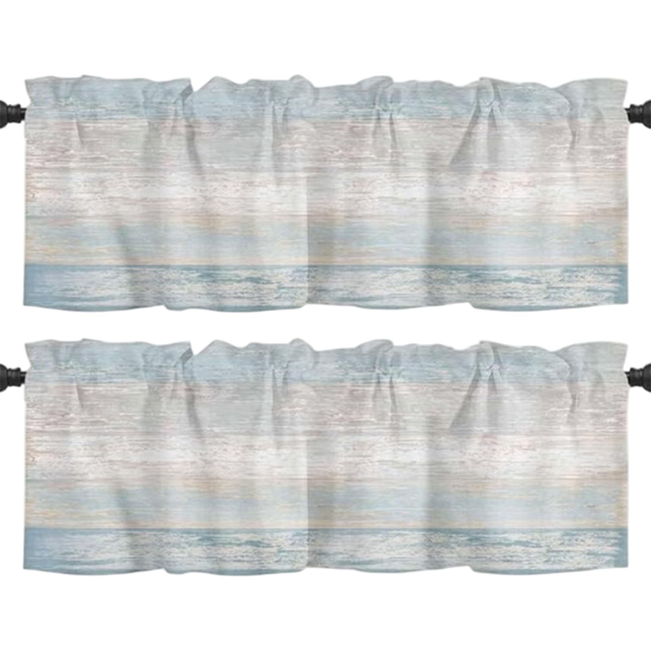 Monetais Curtain Valance, 2 Pack 52x18 Inch Coastal Gradient Window Valances, Polyester Dust-resistant Kitchen Valance Curtain