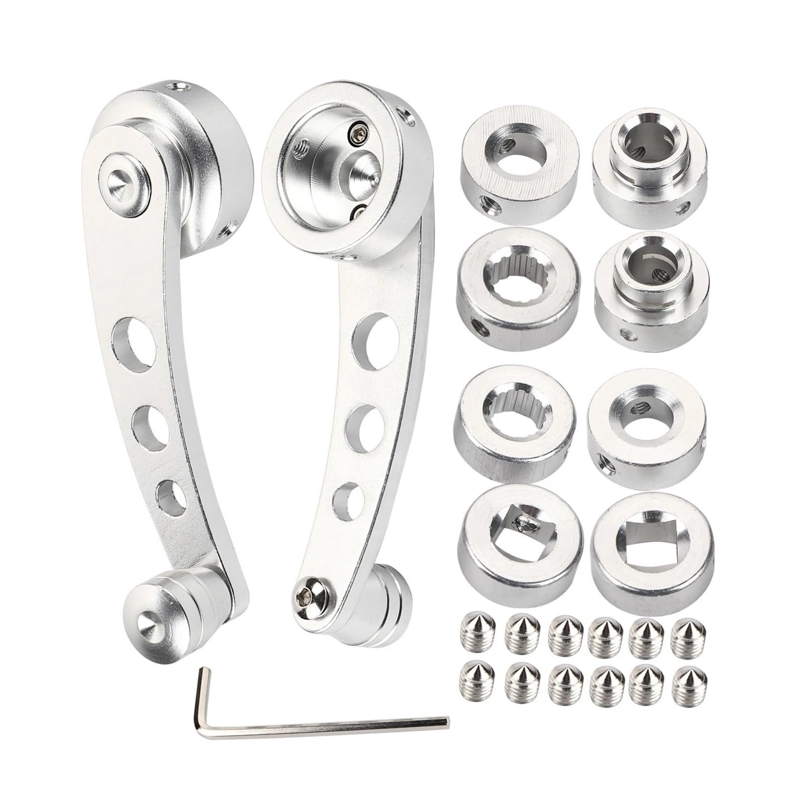 Lhdktee for Classic Car 2Piece Alloy Window Handle Riser Light Weight Long Service Life Safe Durable Beautiful Appearance Winder Crank Car Window Handle(Silver)