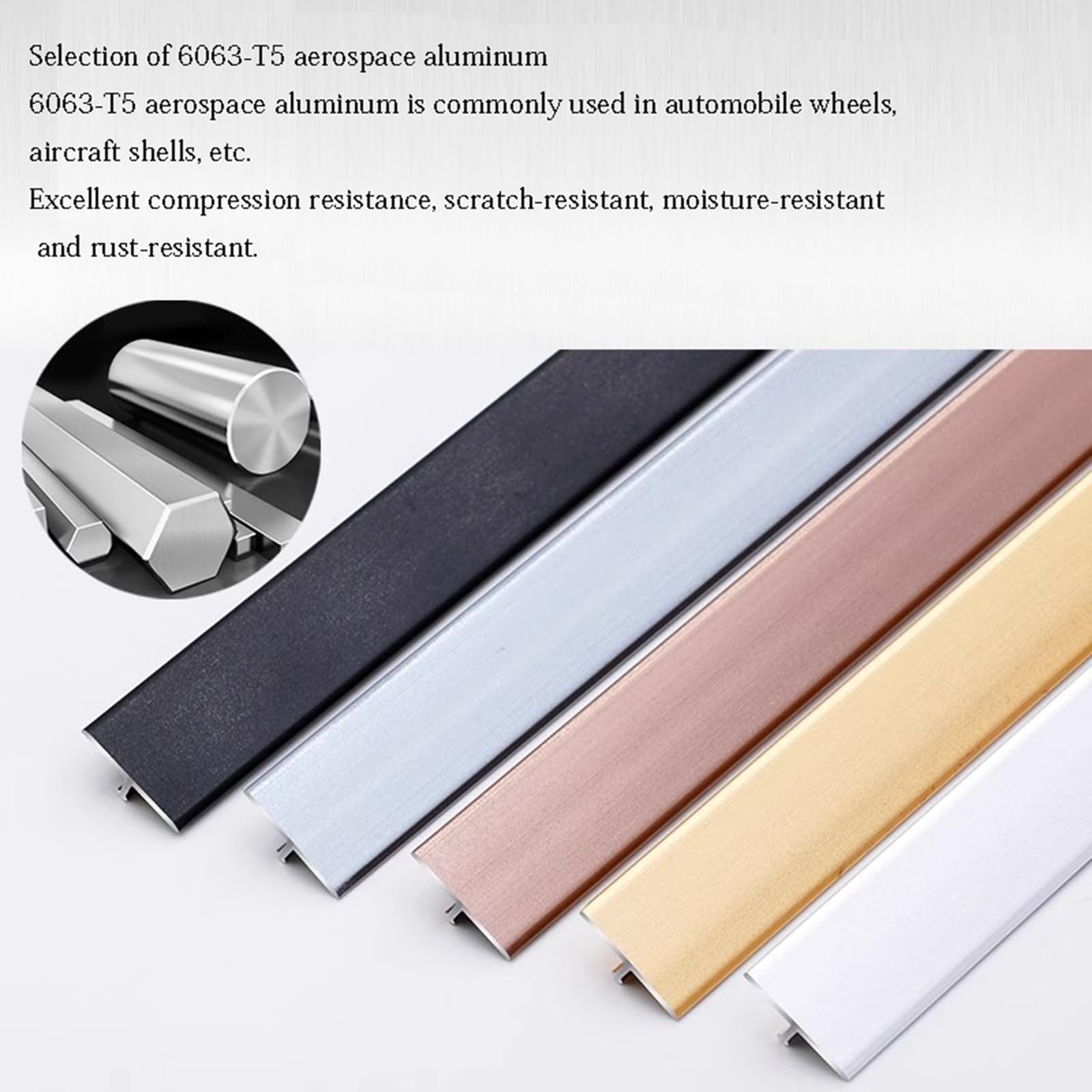 Perfil De Transición, Perfil En T Perfil De Compensación Carril De Transición De Aluminio Anodizado 3 Piezas 90cm Perfil De Compensación Plano Listón Final Para Baldosas Laminado/parquet(Gunmetal Gray