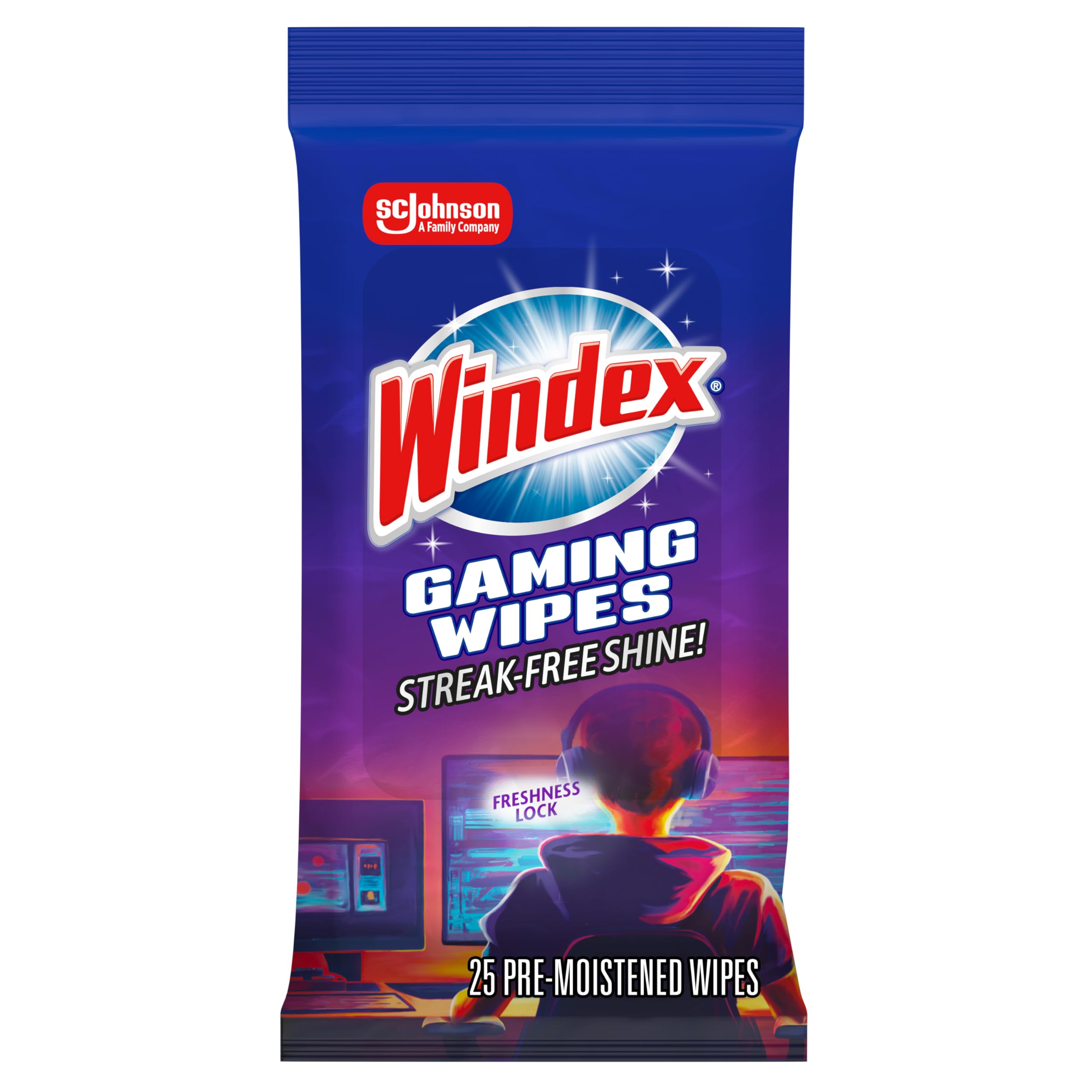 Windex Gaming Cleaning Wipes Pre-Moistened Wipes to Instantly Clean all Gaming Gear and Electronics Resealable Packaging for a