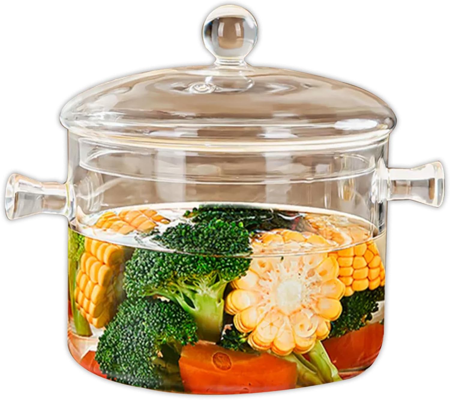 Glass Pot, 1.9L/64 OZ HeatResistant Glass Cooking Pot with