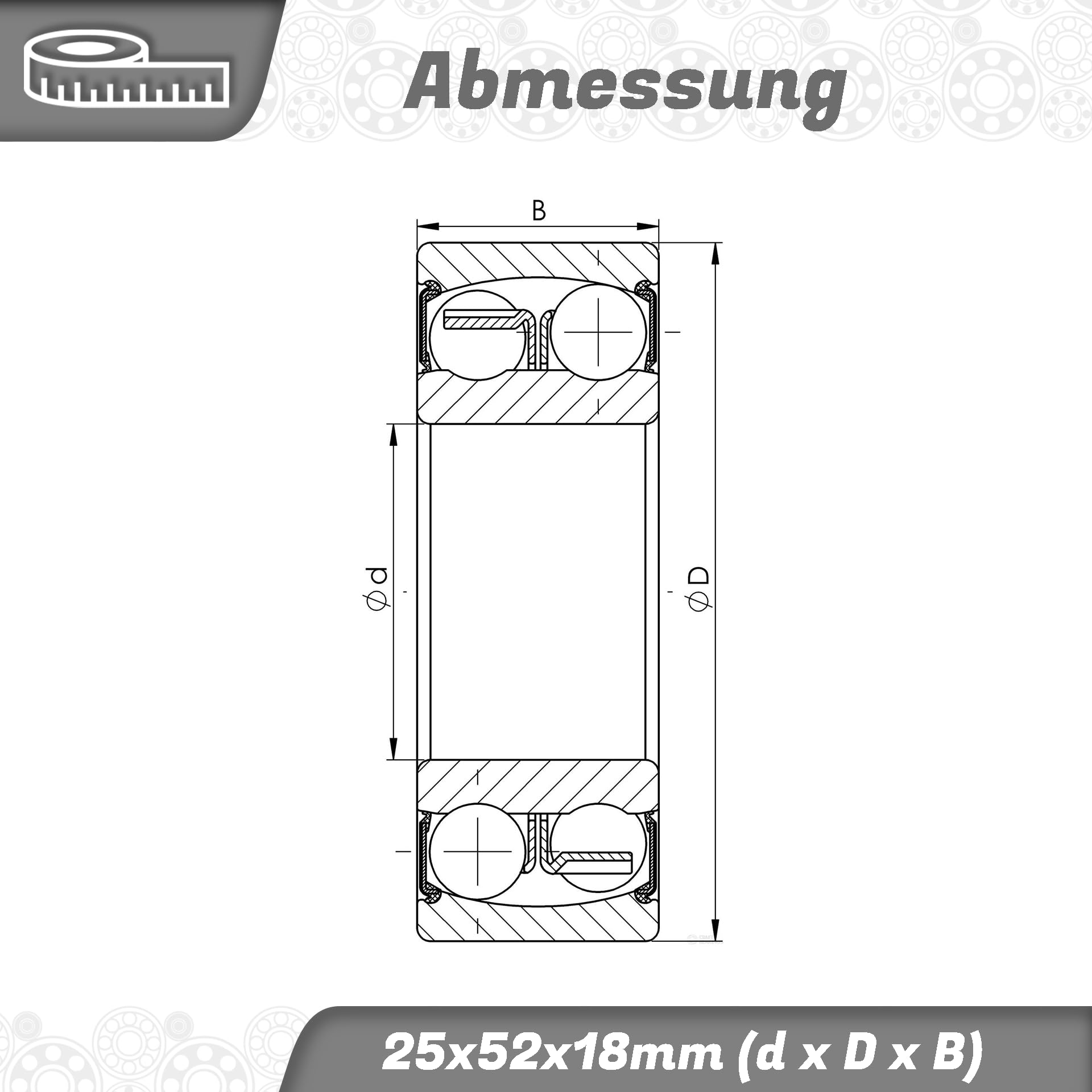 Pendelkugellager 2205 2RS 25x52x18mm, DIN 630, hohe Belastbarkeit, langlebige selbsthaltende Pendelkugellager, geringe Reibung, ideal für Förderanlagen, Industriemotoren