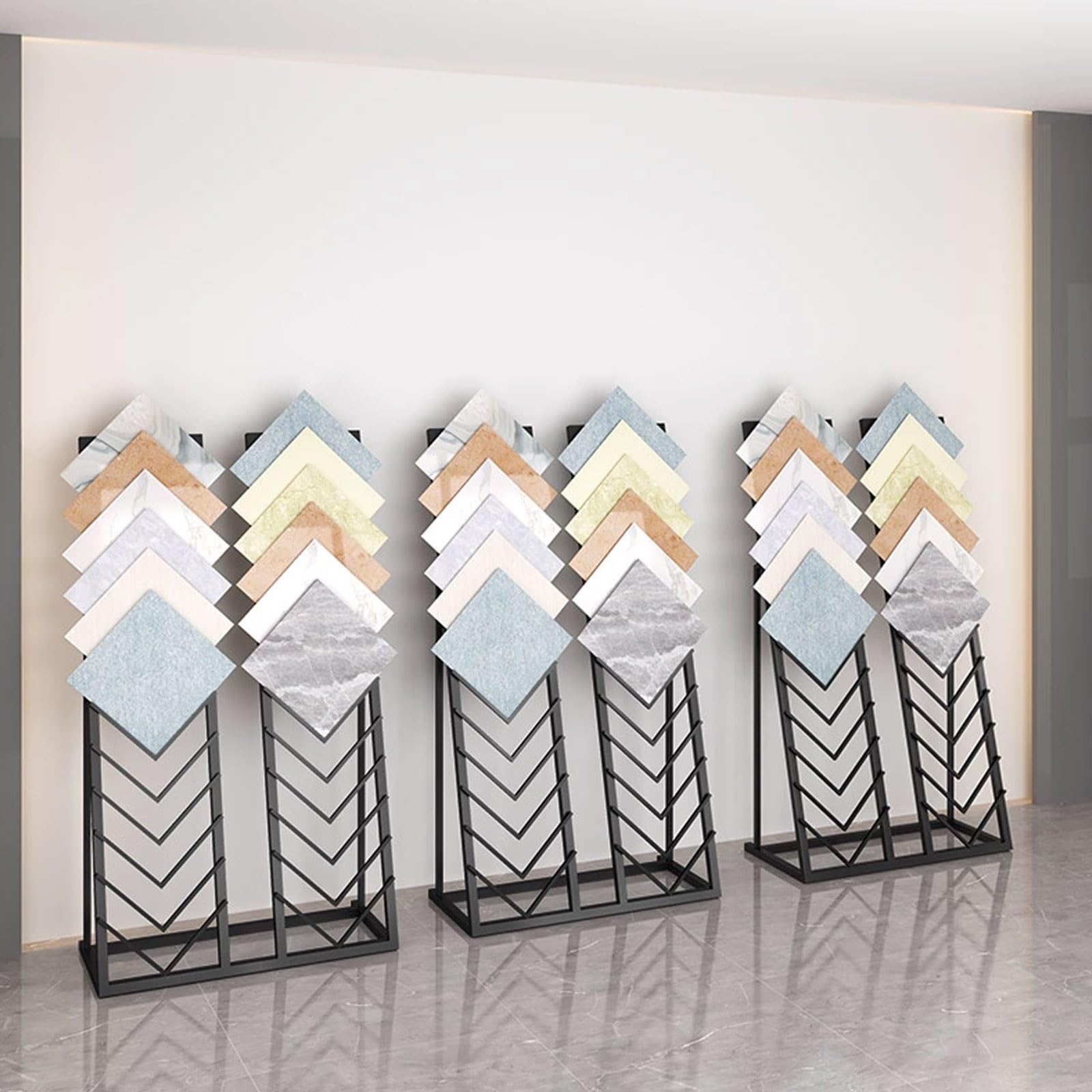 Expositor de muestras de baldosas metálicas, estante organizador de madera, soporte de almacenamiento, 50x30x150cm