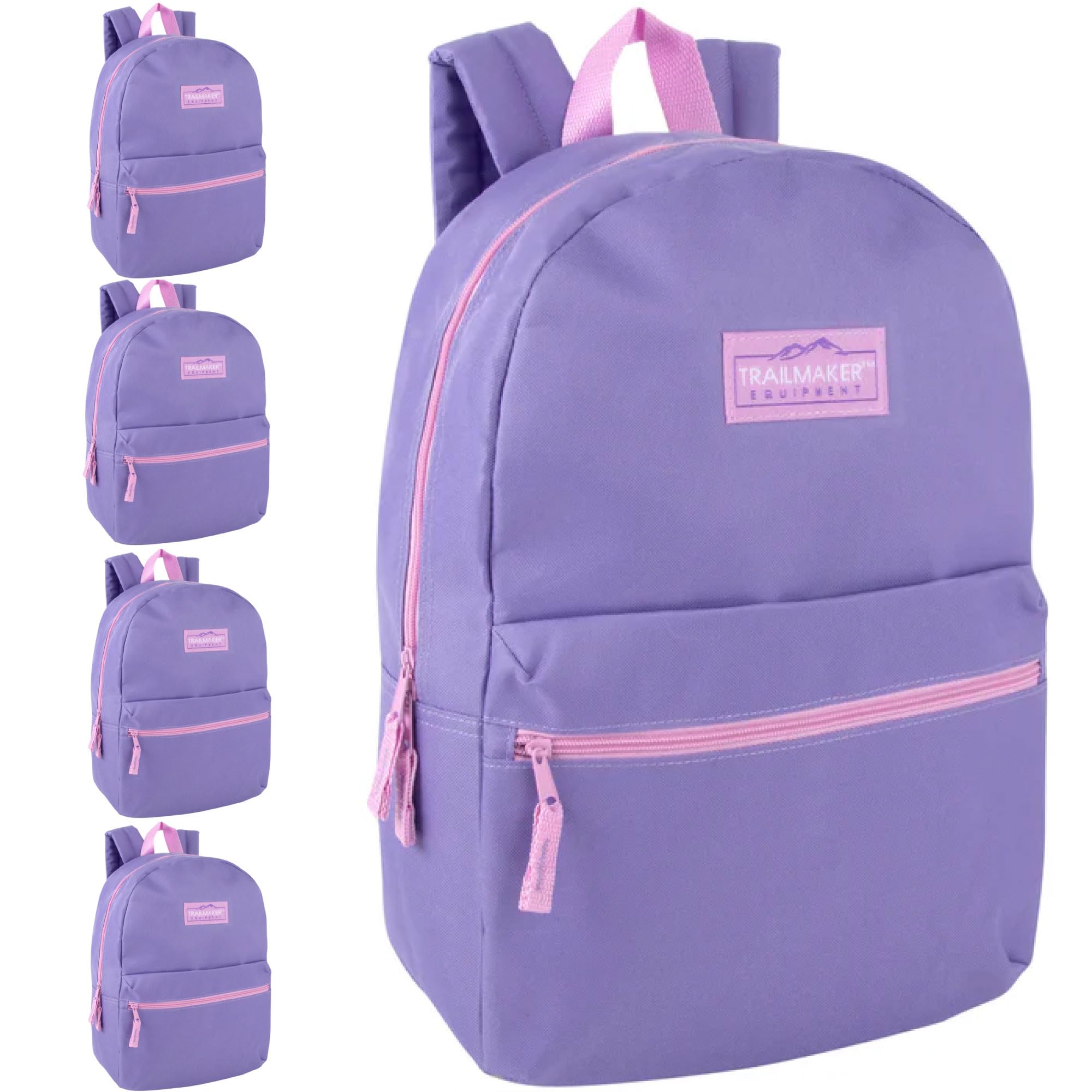 Trail maker 24 Pack- Classic 17 Inch Backpacks in Bulk Wholesale Back Packs for Boys and Girls (Purple)