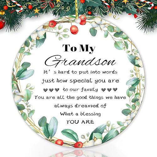 Adorno de Navidad para nieto es difícil poner en palabras de lo especial que eres para nuestra familia, adorno de nieto de abueloabuelo, adornos de