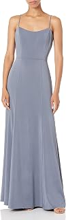 Women's Aniston Thin Strap Fit and Flare Long Crepe Gown