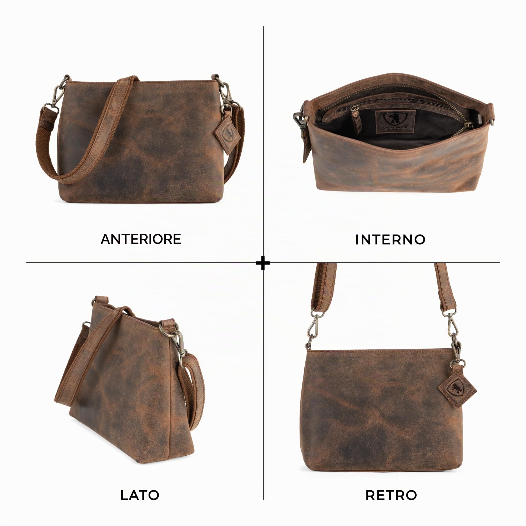 Berliner Bags Borsa Donna Marbella S in Pelle, Borsa a Spalla e Tracolla Media, Crossbody Elegante con Zip