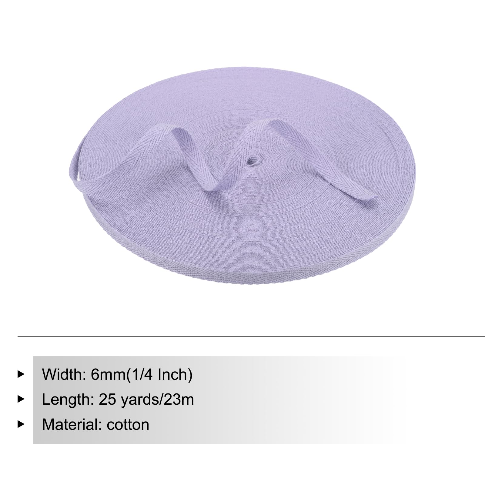 PATIKIL Cotton Twill Tape 6mm 23m Cotton Ribbon Bias Binding Tape Herringbone Webbing Trim for Sewing Gift Wrapping Pale Purple - Image 2